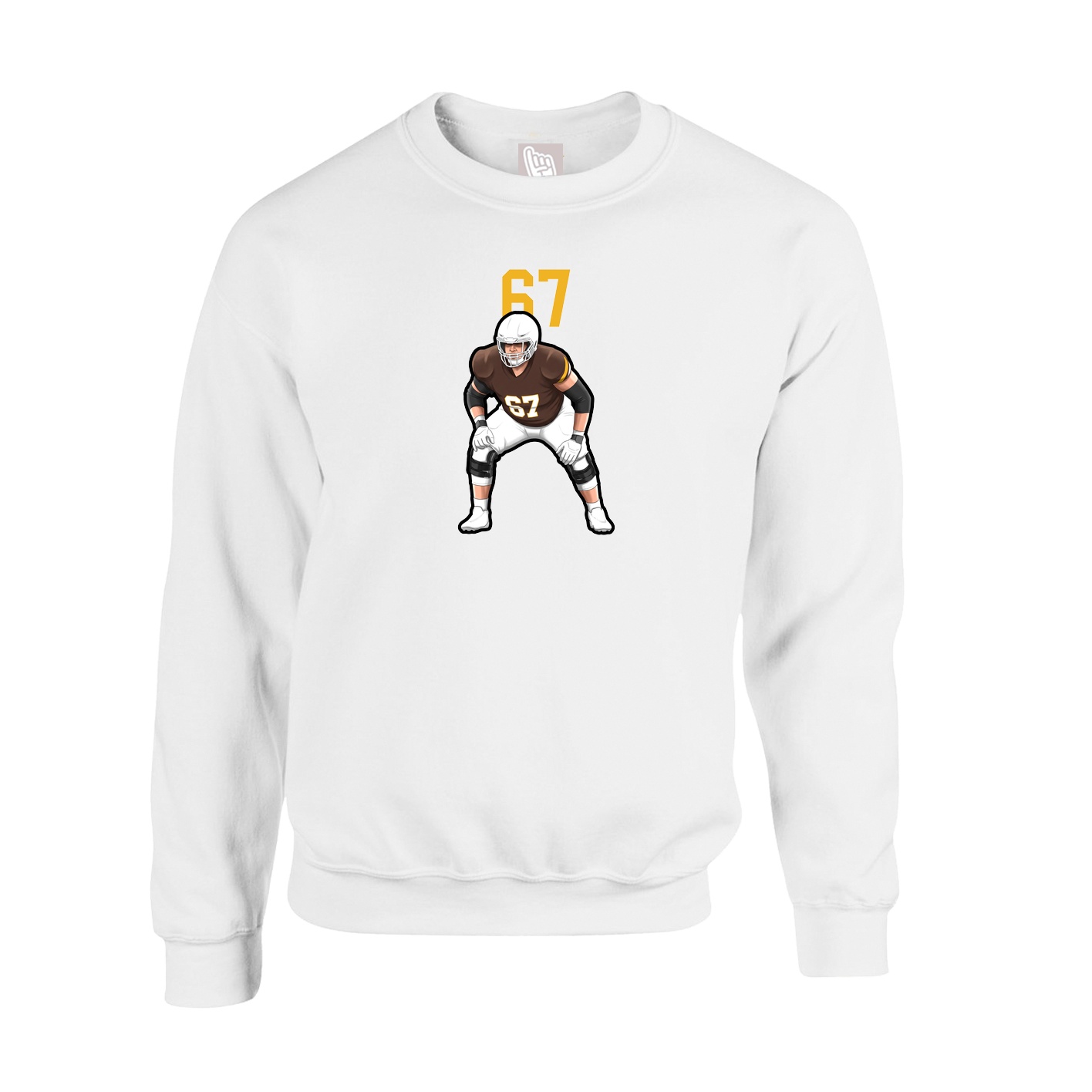 Fleece Crew — Number Top in White