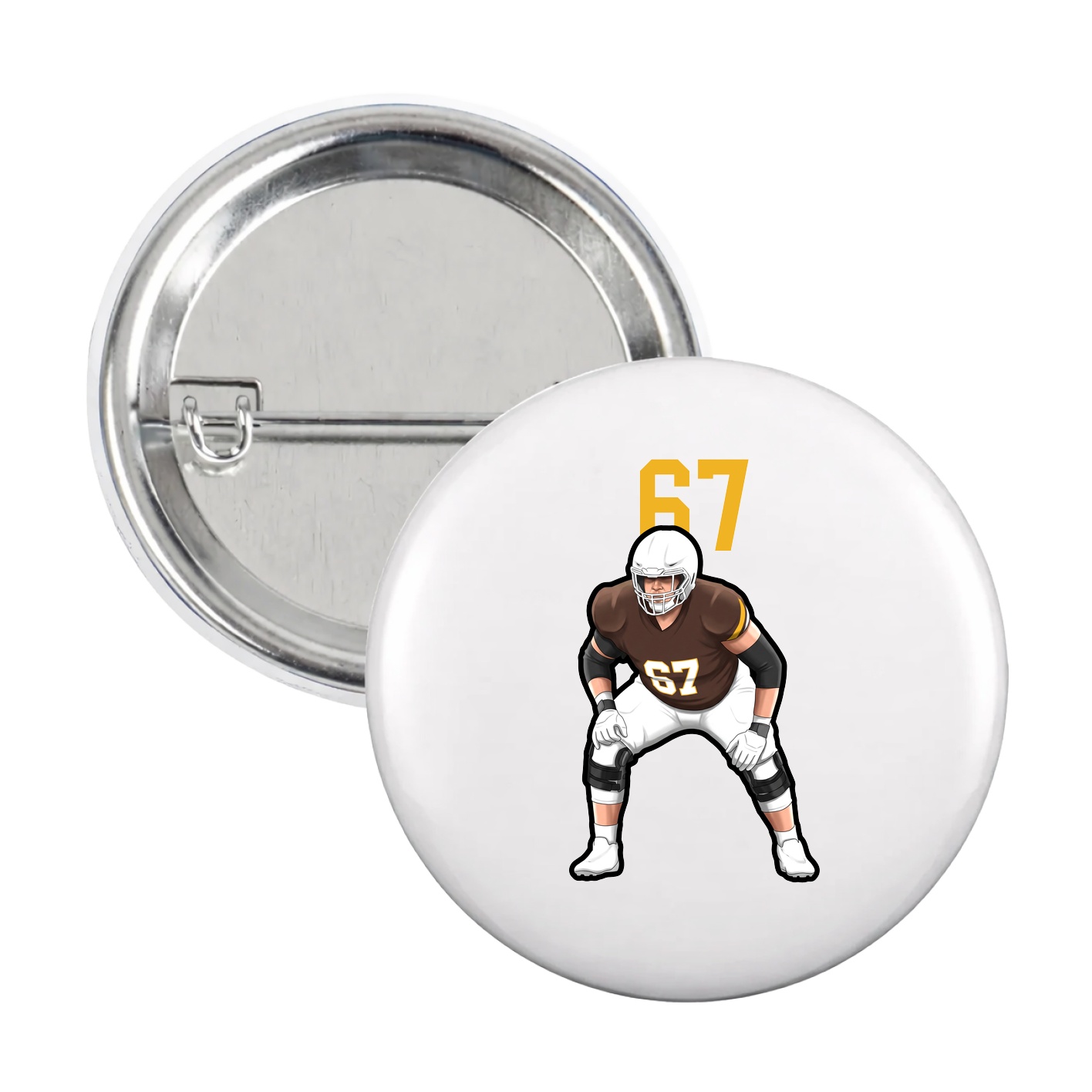 Game Day Button — Number Top in White