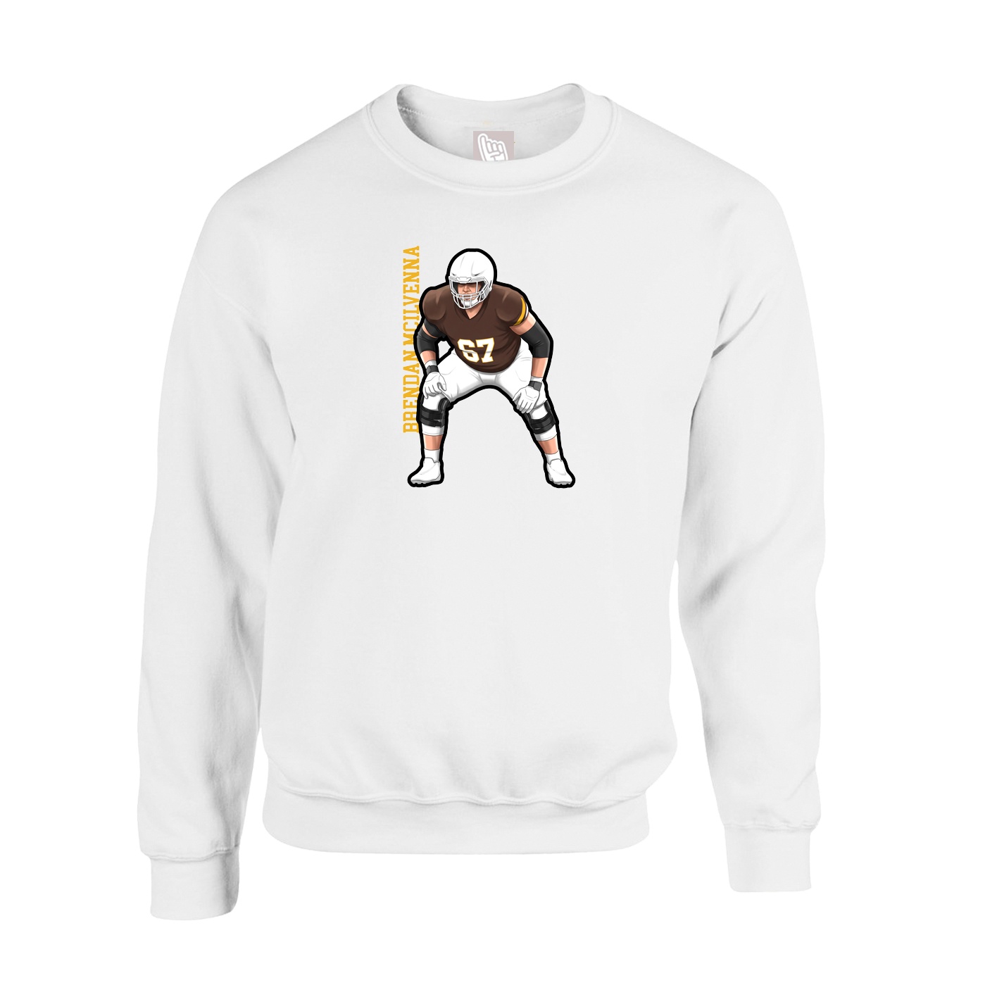 Fleece Crew — Name Vertical in White