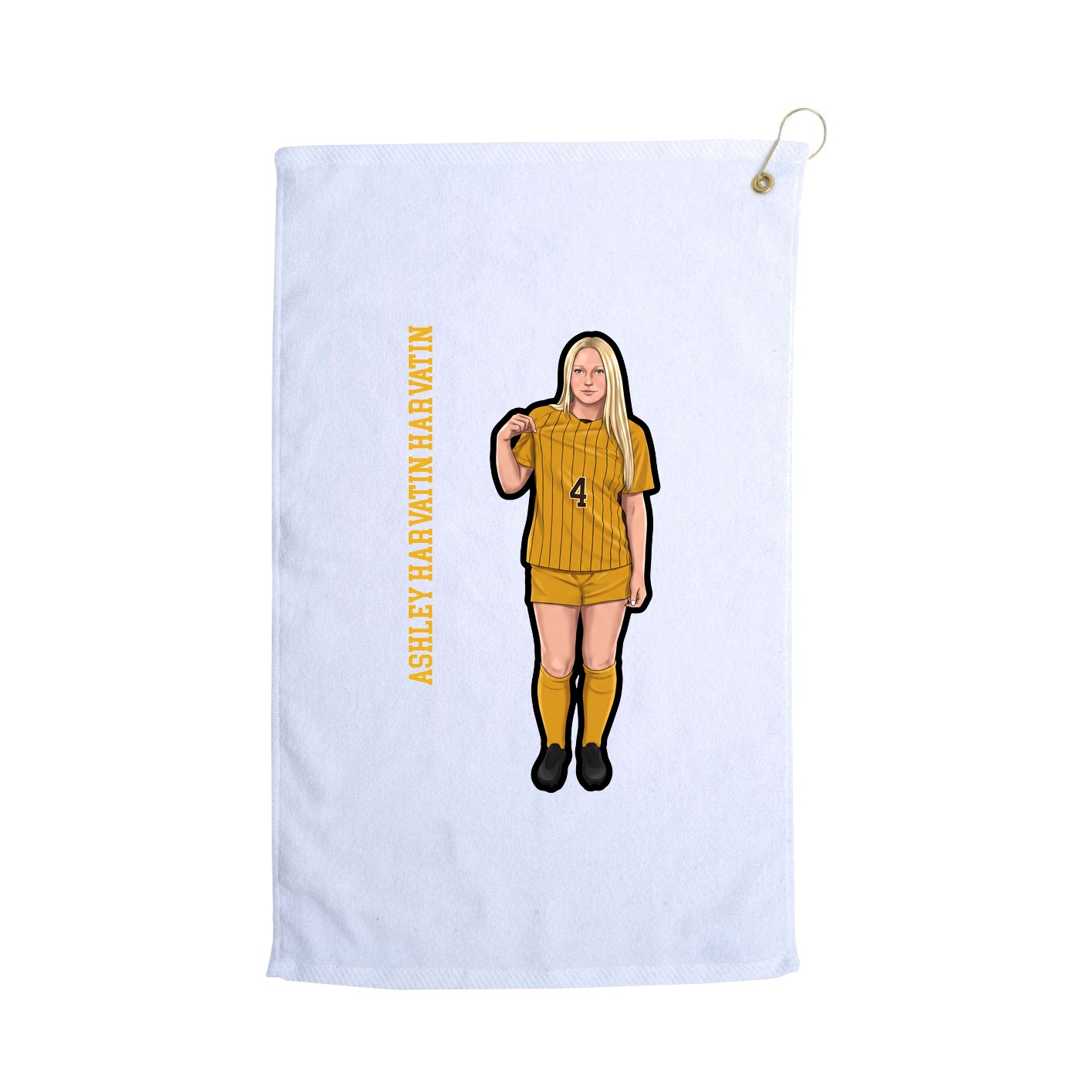 Golf Towel — Name Vertical in White