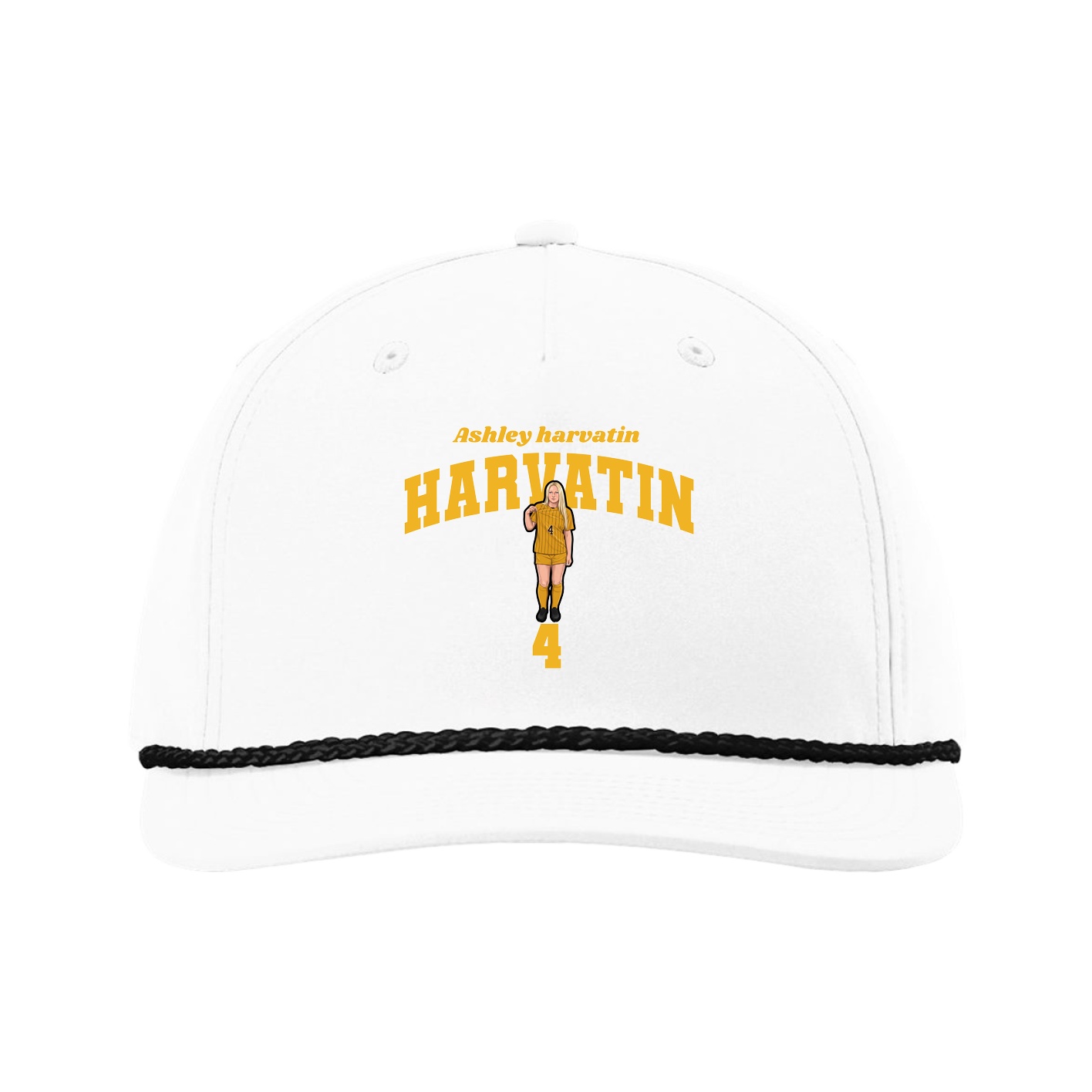 Five-Panel Classic Rope Cap — Signature Arch in White