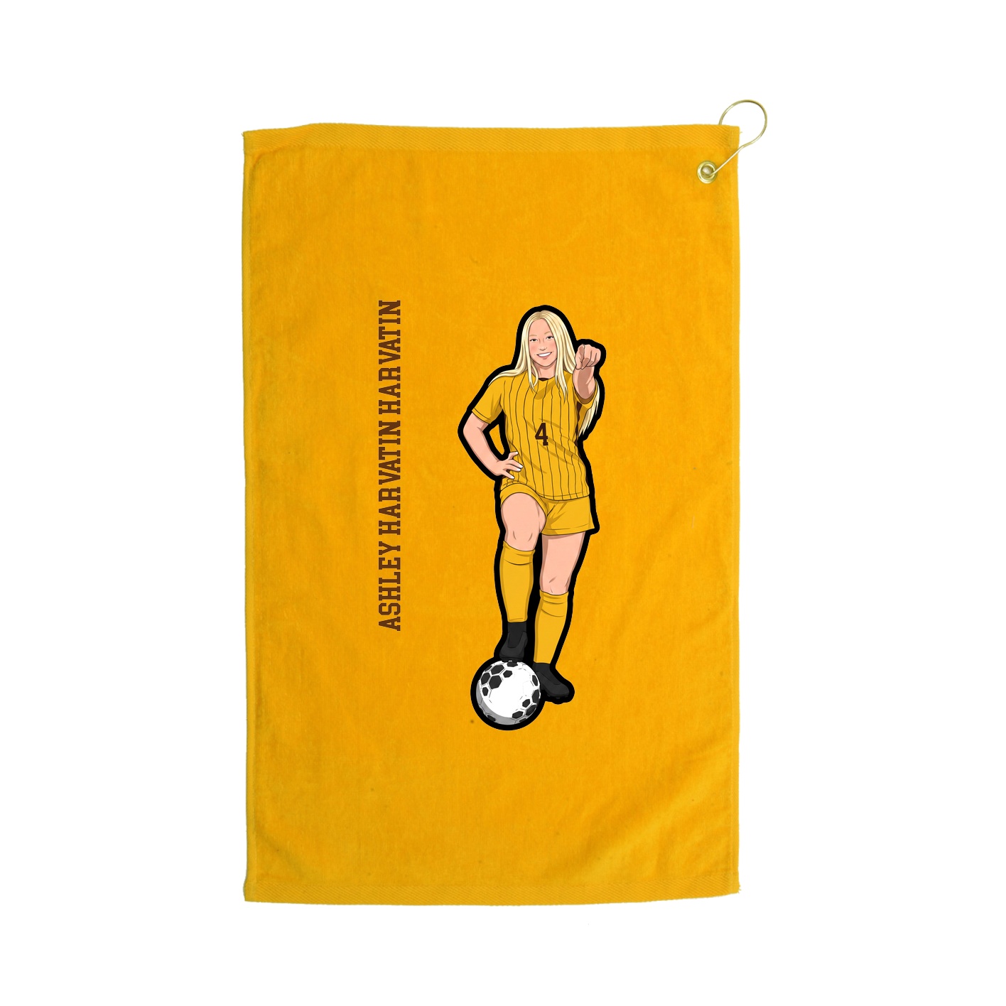 Golf Towel — Name Vertical in Gold