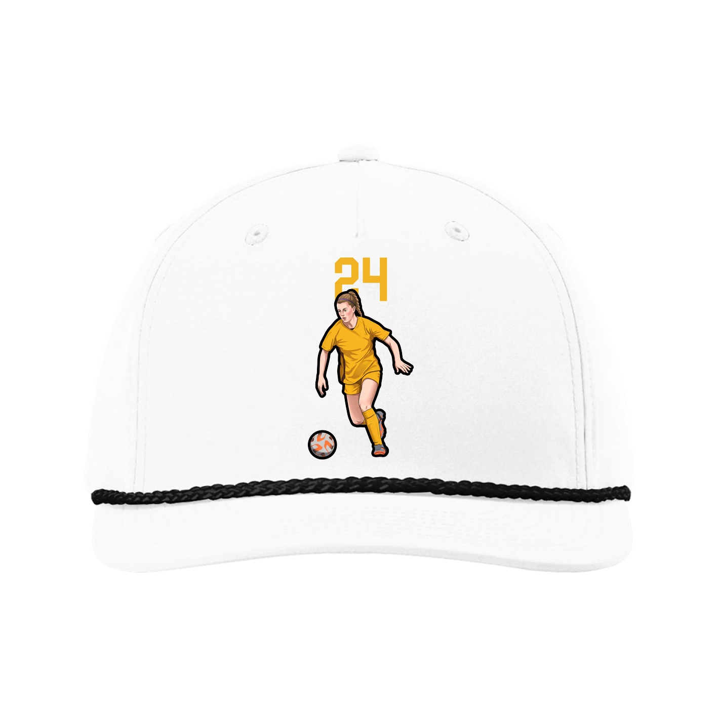 Five-Panel Classic Rope Cap — Number Top in White