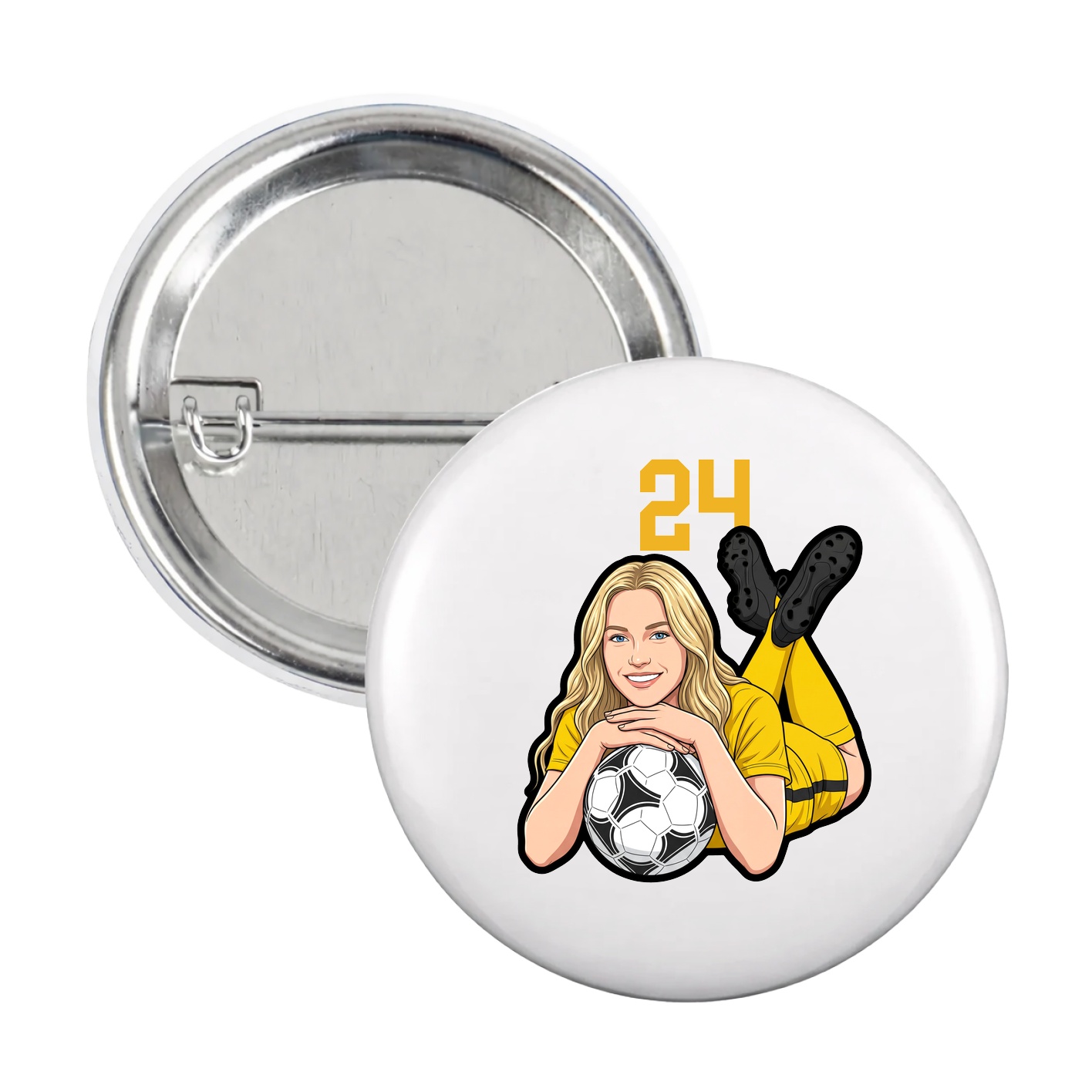 Game Day Button — Number Top in White