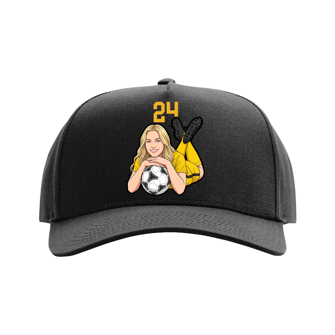 Full Fabric Five-Panel Champ Cap — Number Top in Black