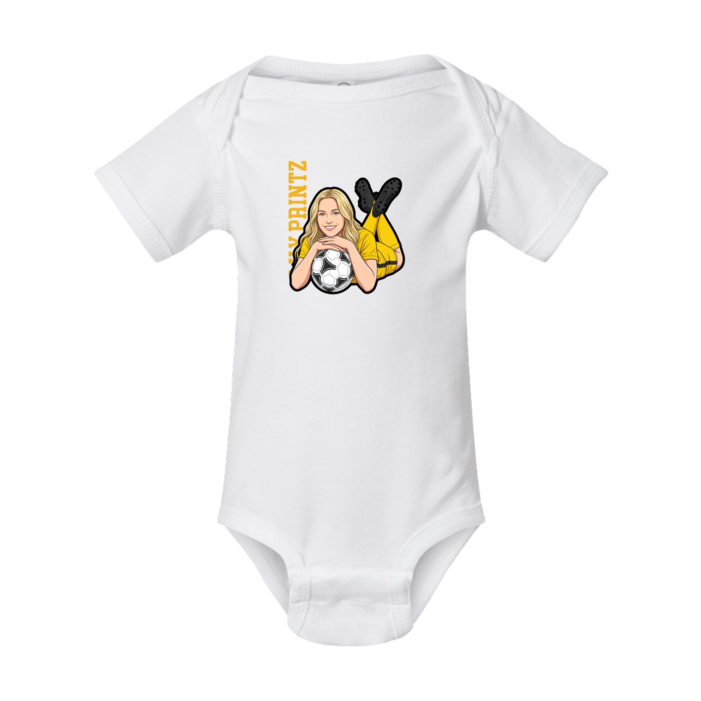 Baby Onesie — Name Vertical in White