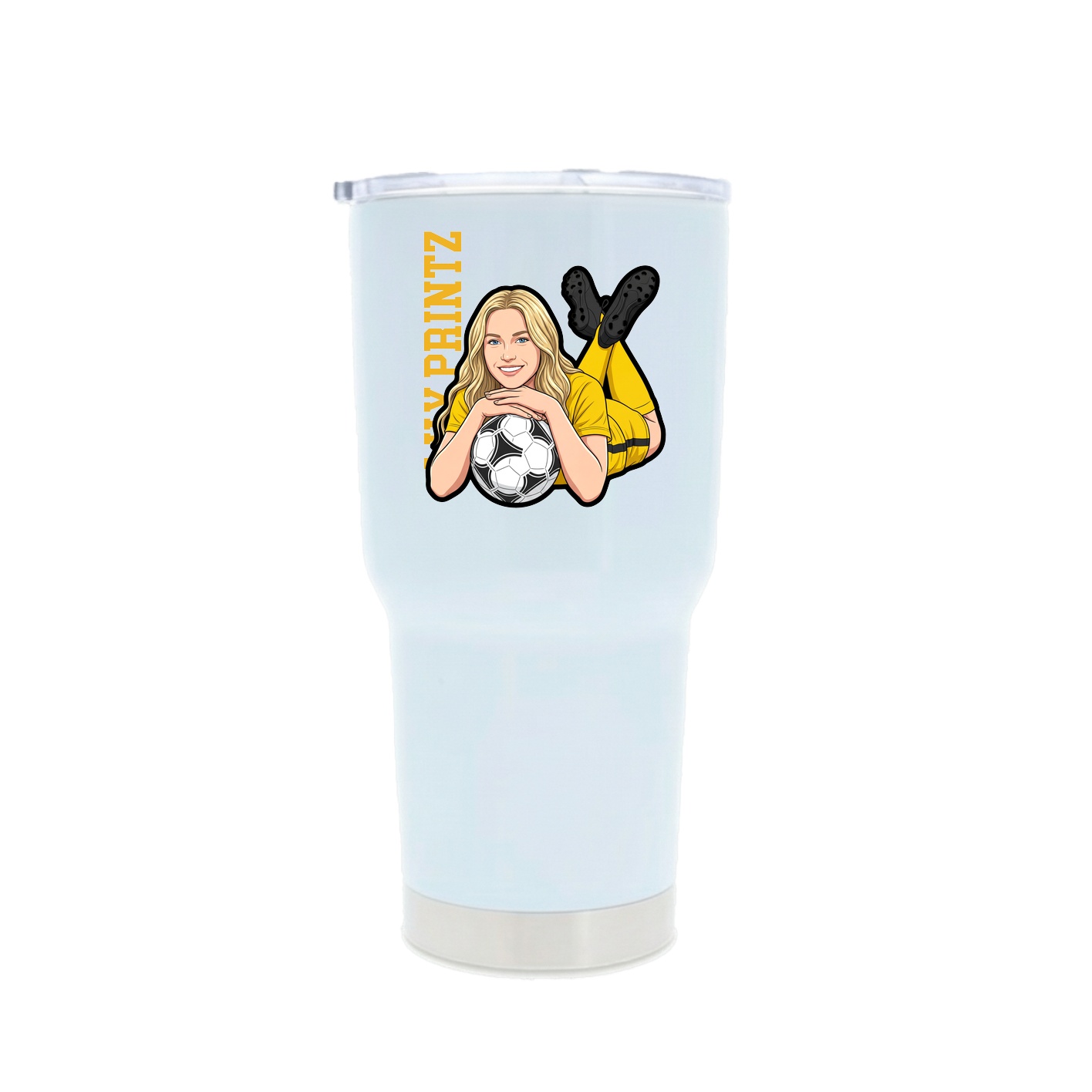 30oz Stainless Steel Tumbler — Name Vertical in White