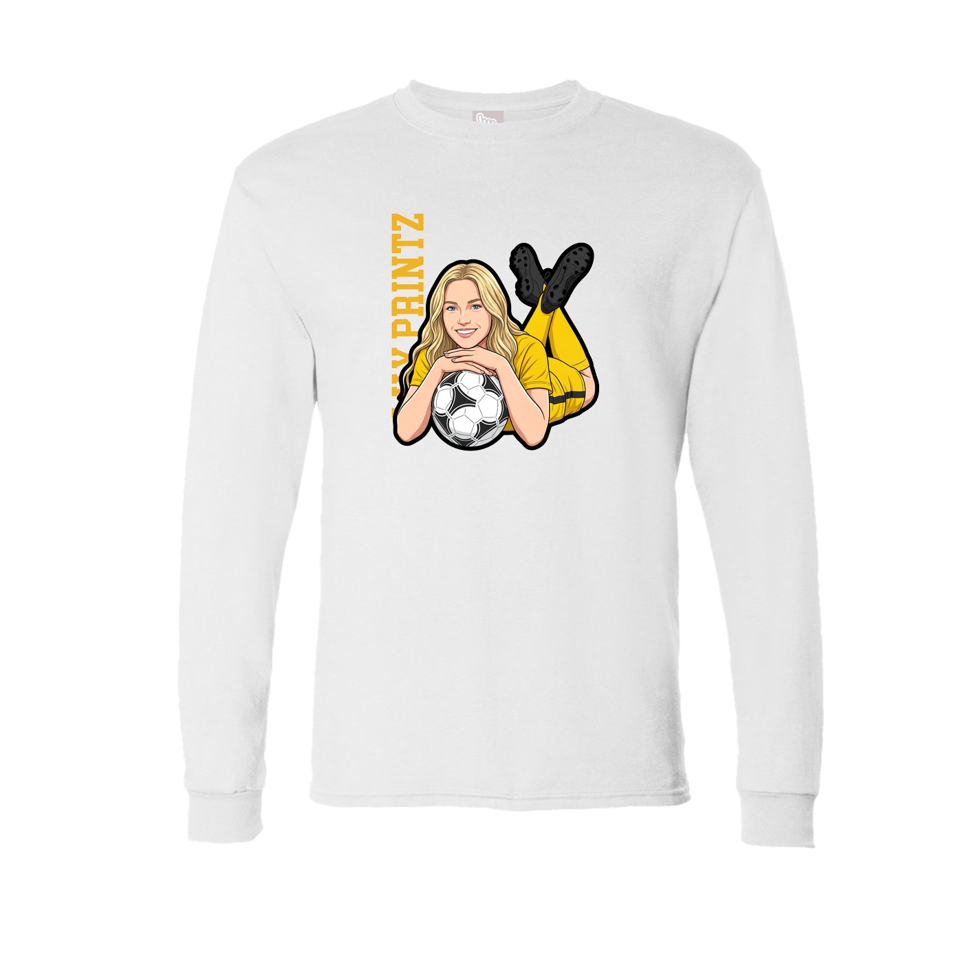 Long Sleeve Tee — Name Vertical in White