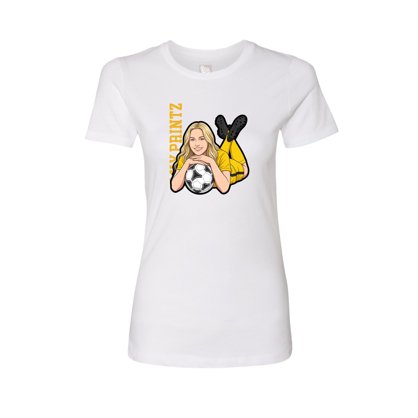 Fitted Women's Tee — Name Vertical in White