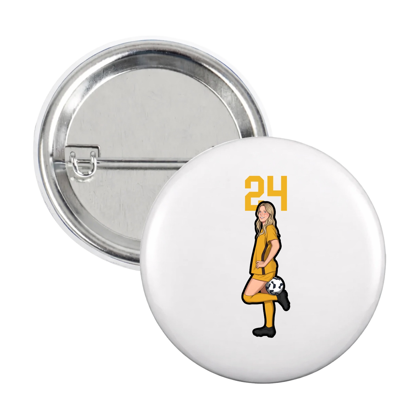 Game Day Button — Number Top in White