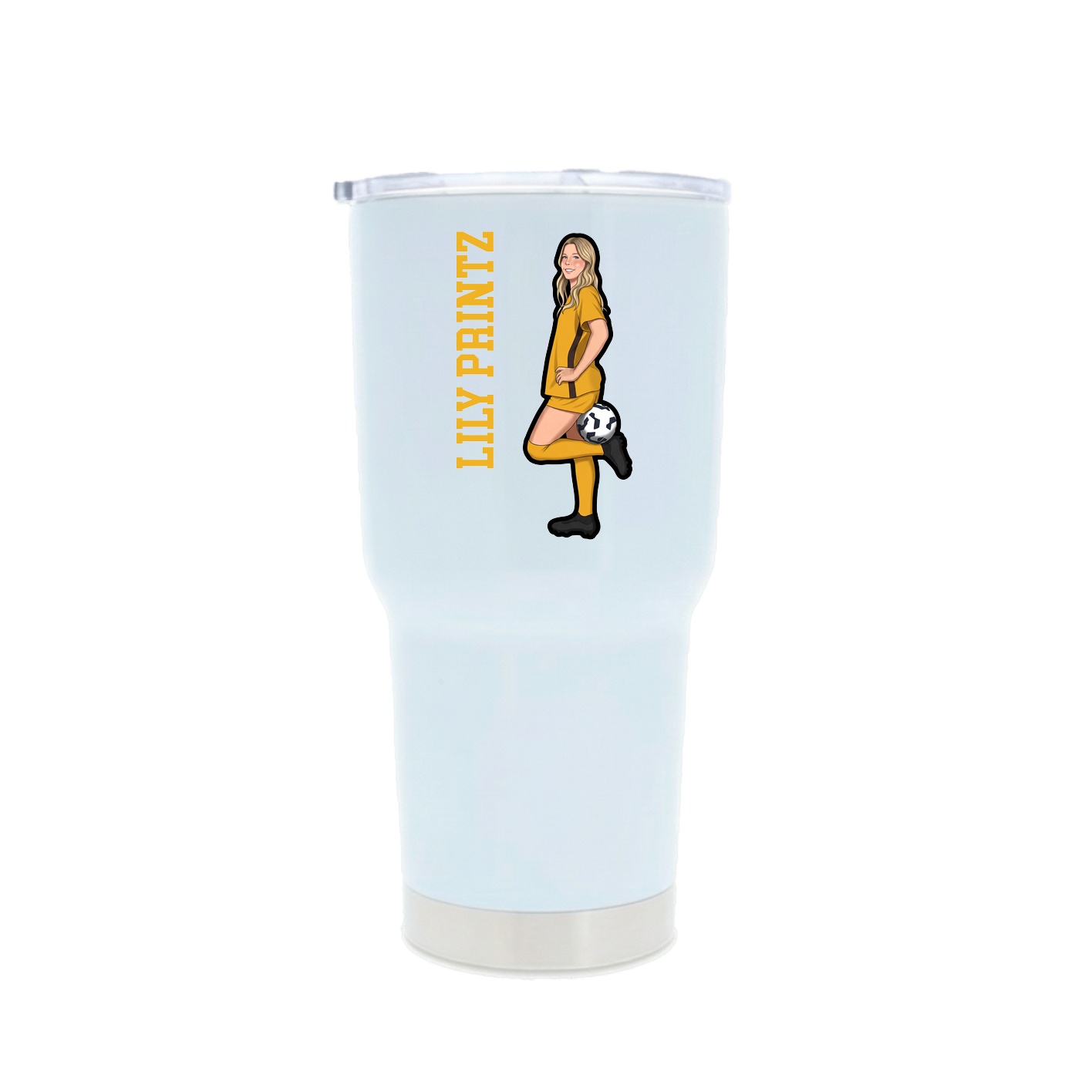 30oz Stainless Steel Tumbler — Name Vertical in White
