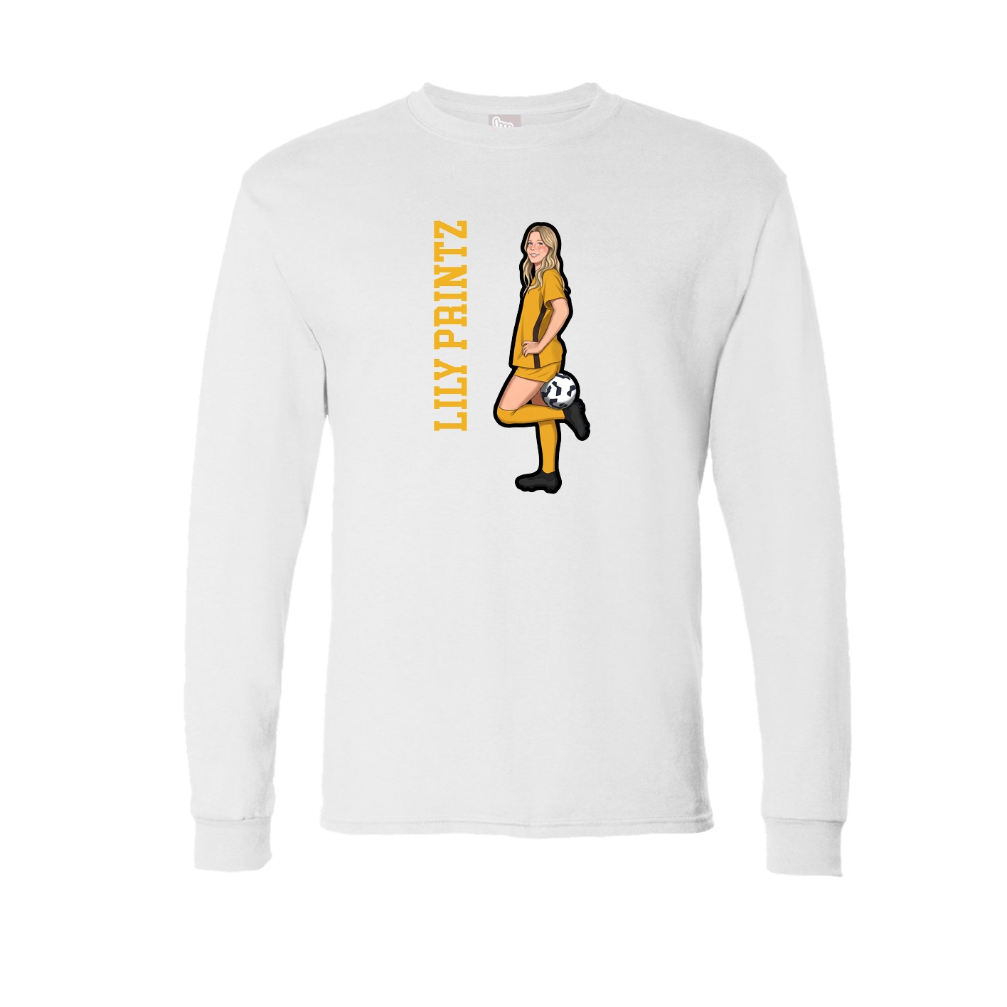 Long Sleeve Tee — Name Vertical in White