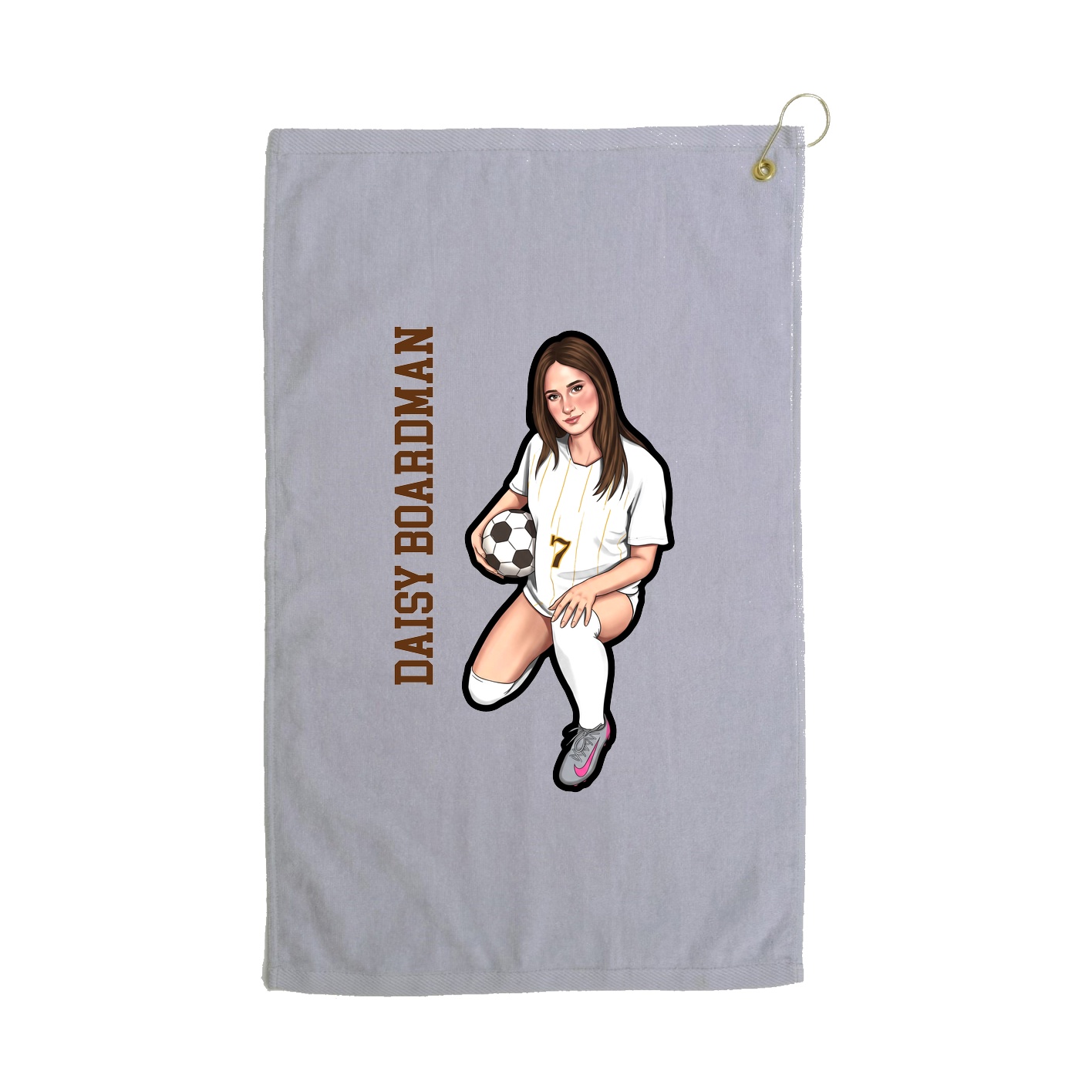 Golf Towel — Name Vertical in Grey