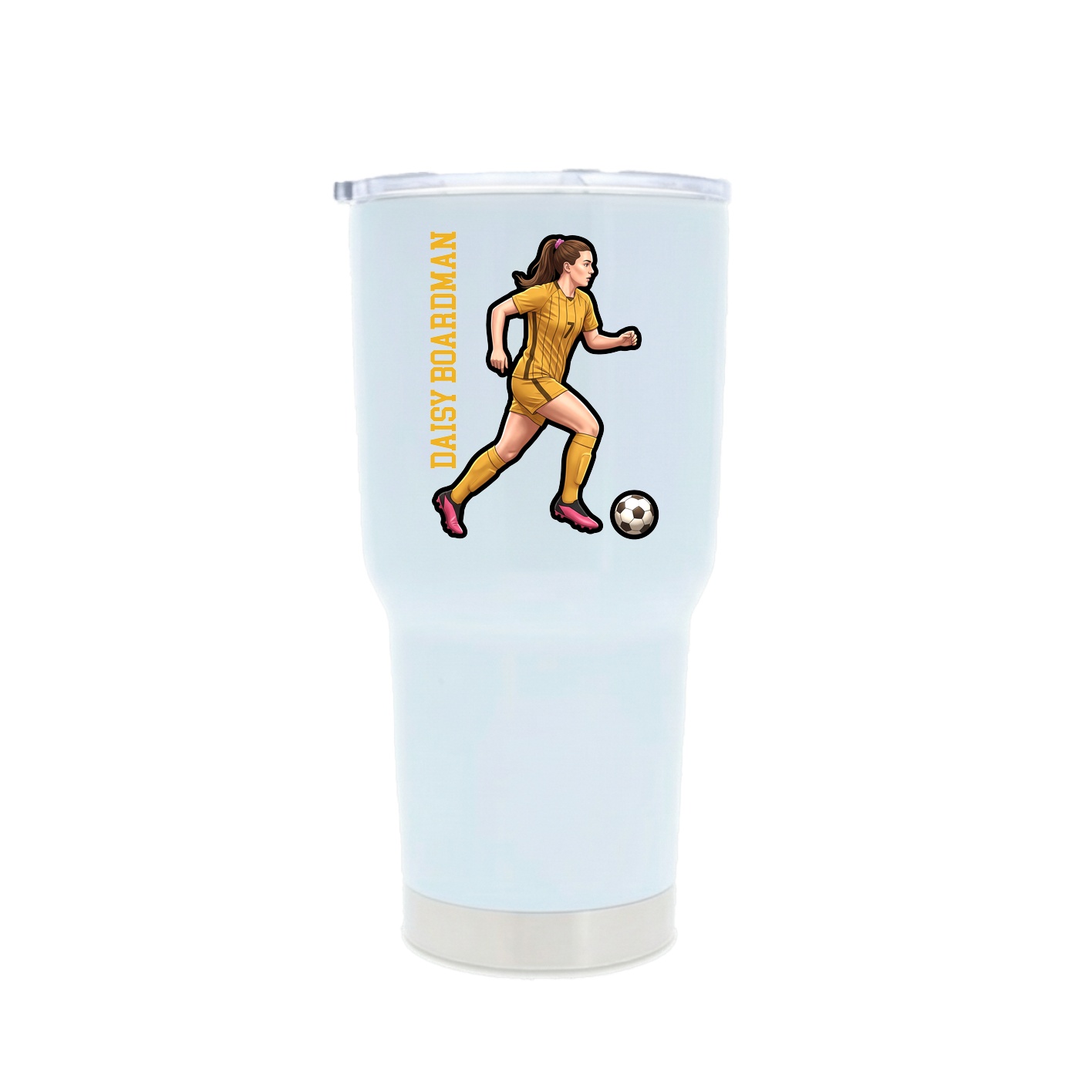 30oz Stainless Steel Tumbler — Name Vertical in White