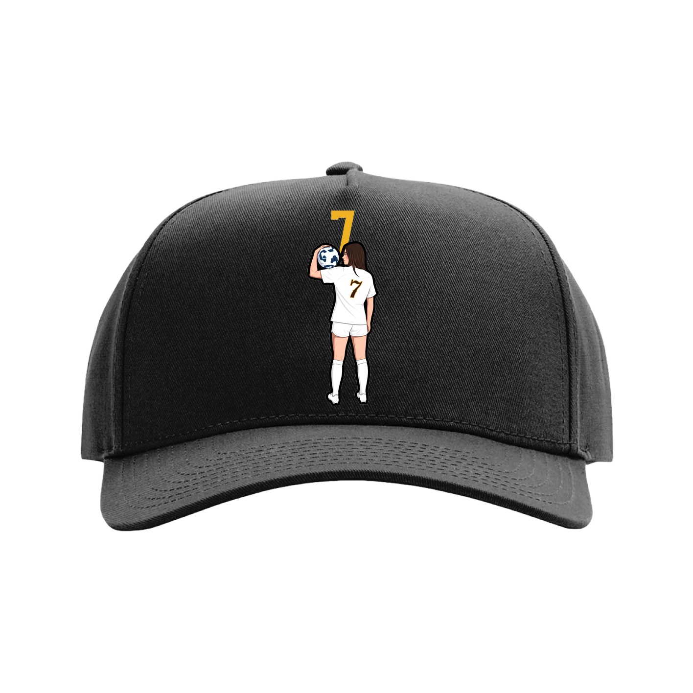 Full Fabric Five-Panel Champ Cap — Number Top in Black