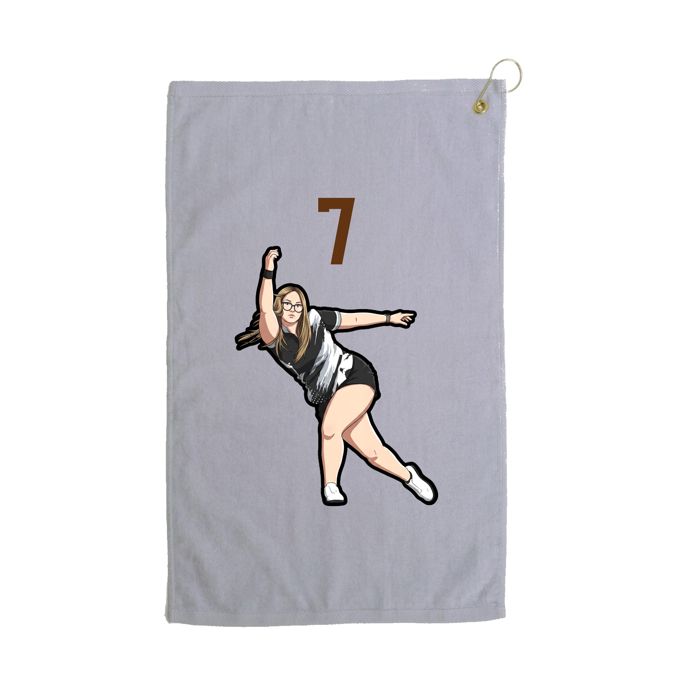 Golf Towel — Number Top in Grey