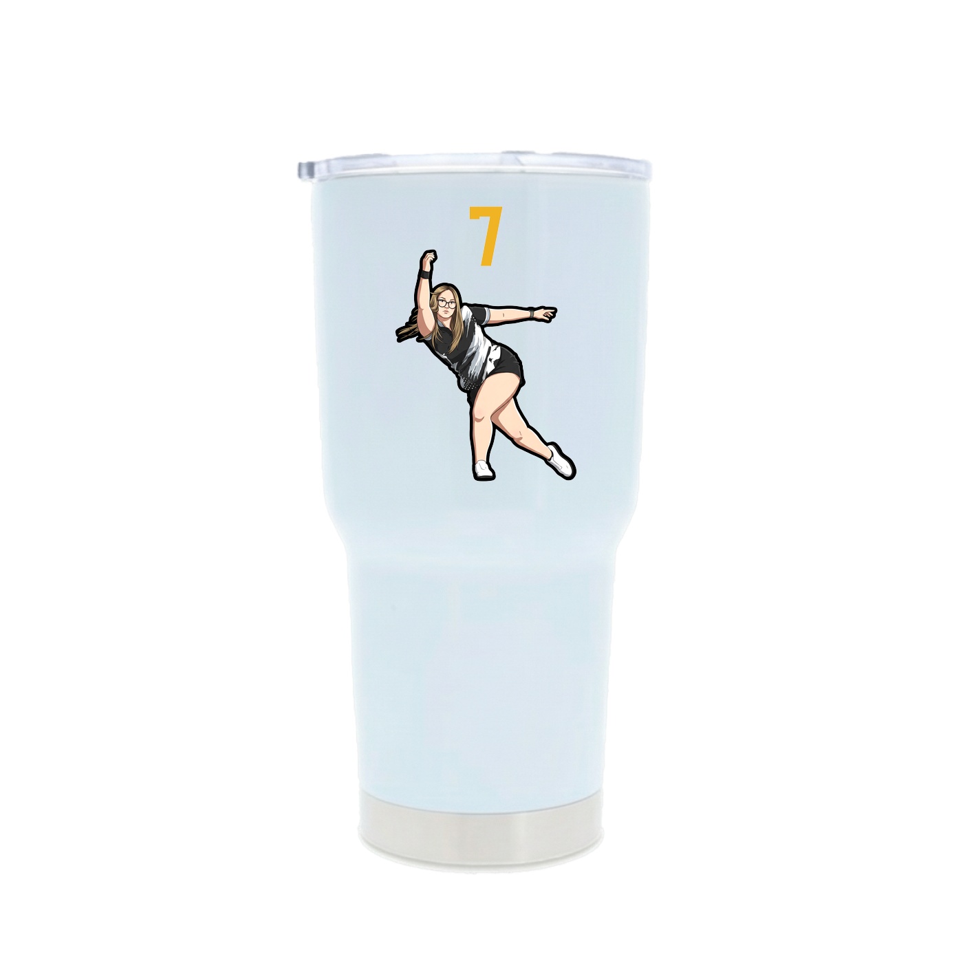 30oz Stainless Steel Tumbler — Number Top in White