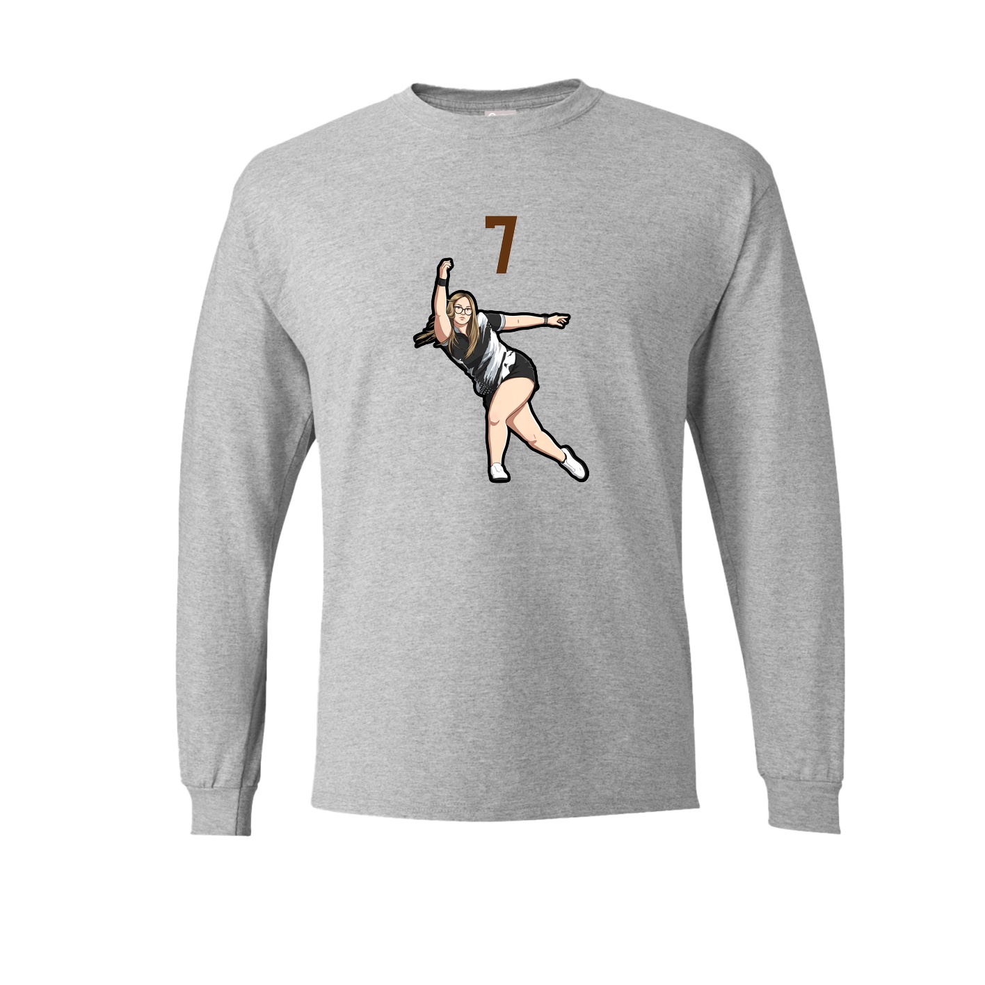 Long Sleeve Tee — Number Top in Grey