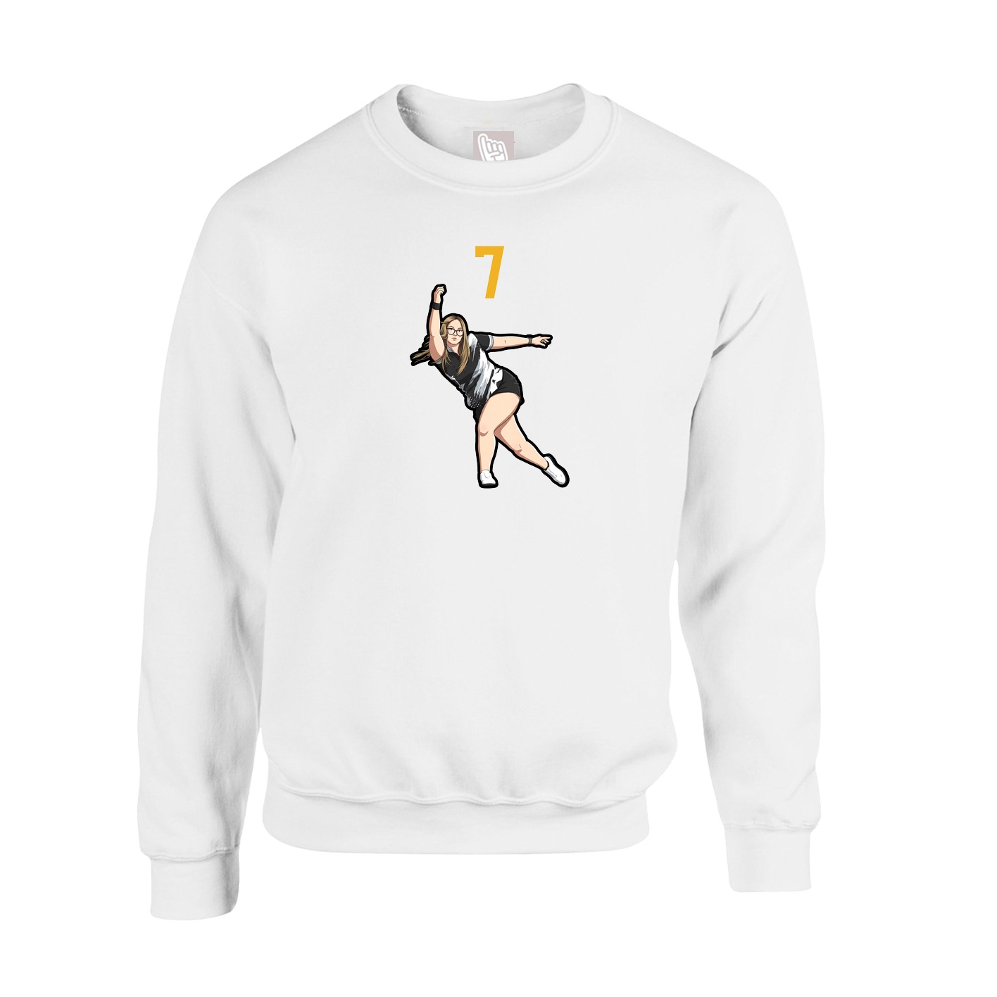 Fleece Crew — Number Top in White