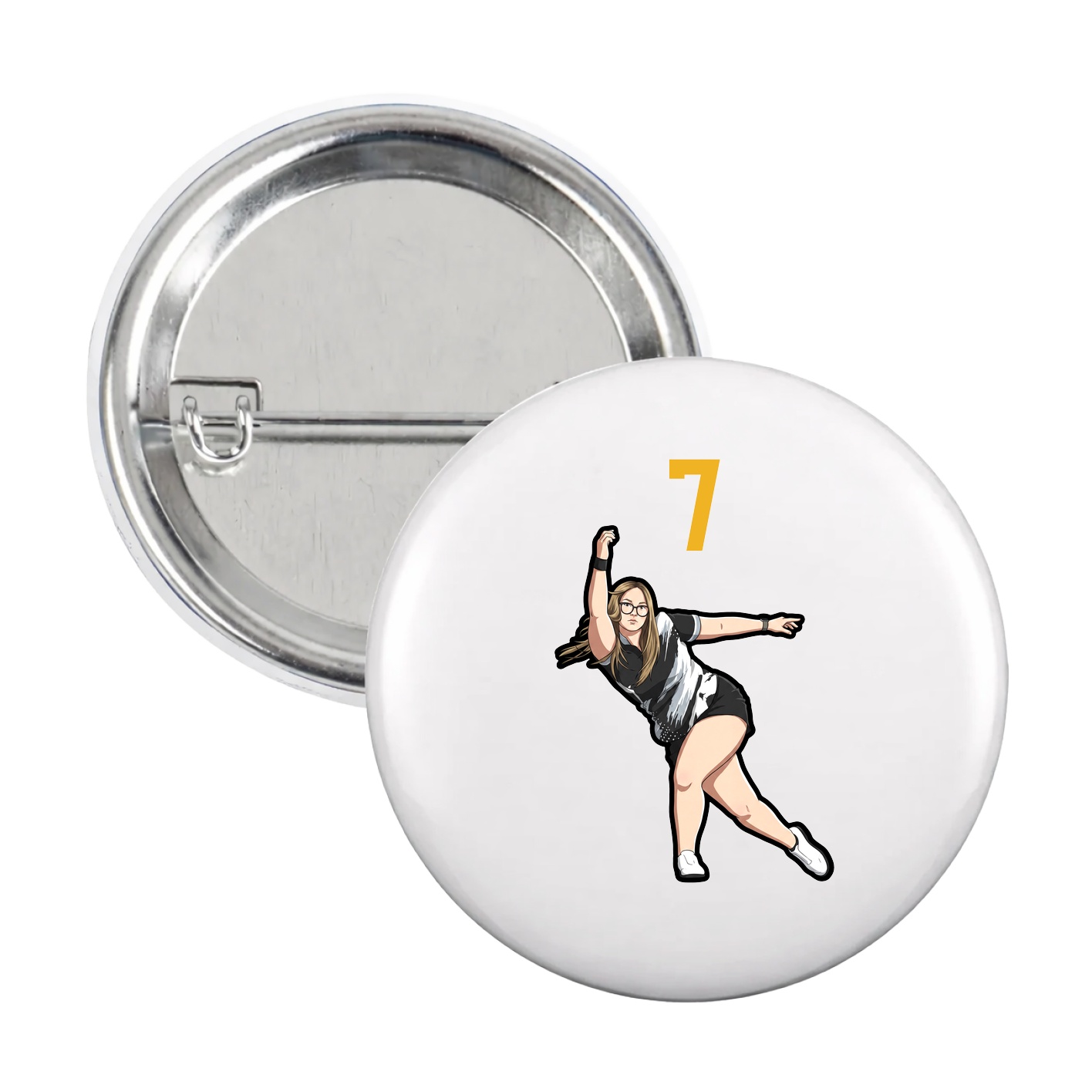 Game Day Button — Number Top in White