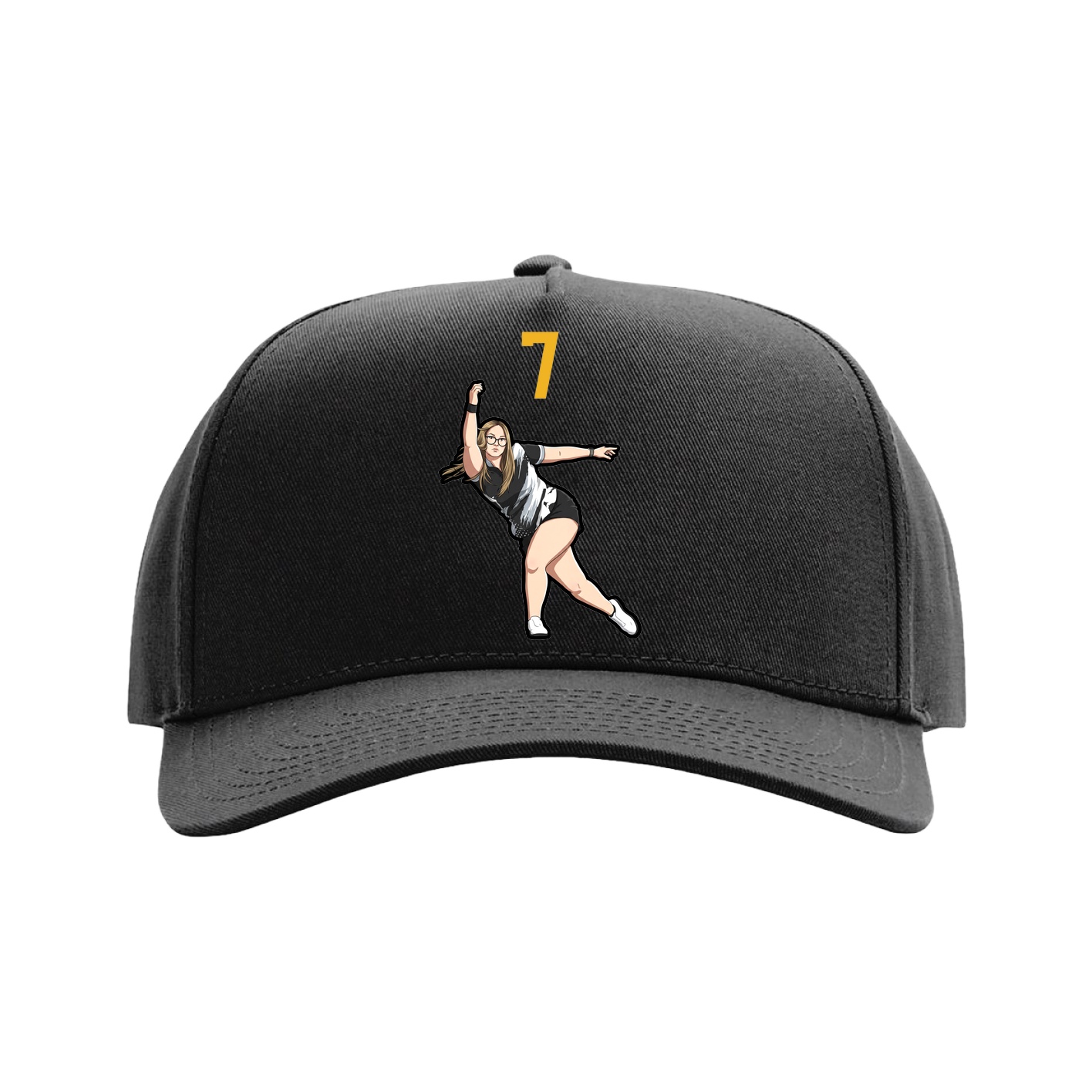 Full Fabric Five-Panel Champ Cap — Number Top in Black