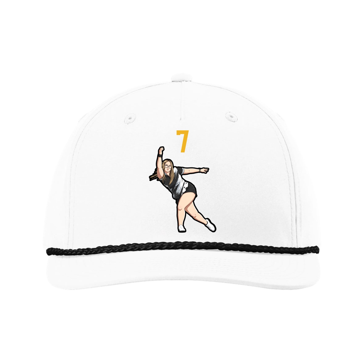 Five-Panel Classic Rope Cap — Number Top in White