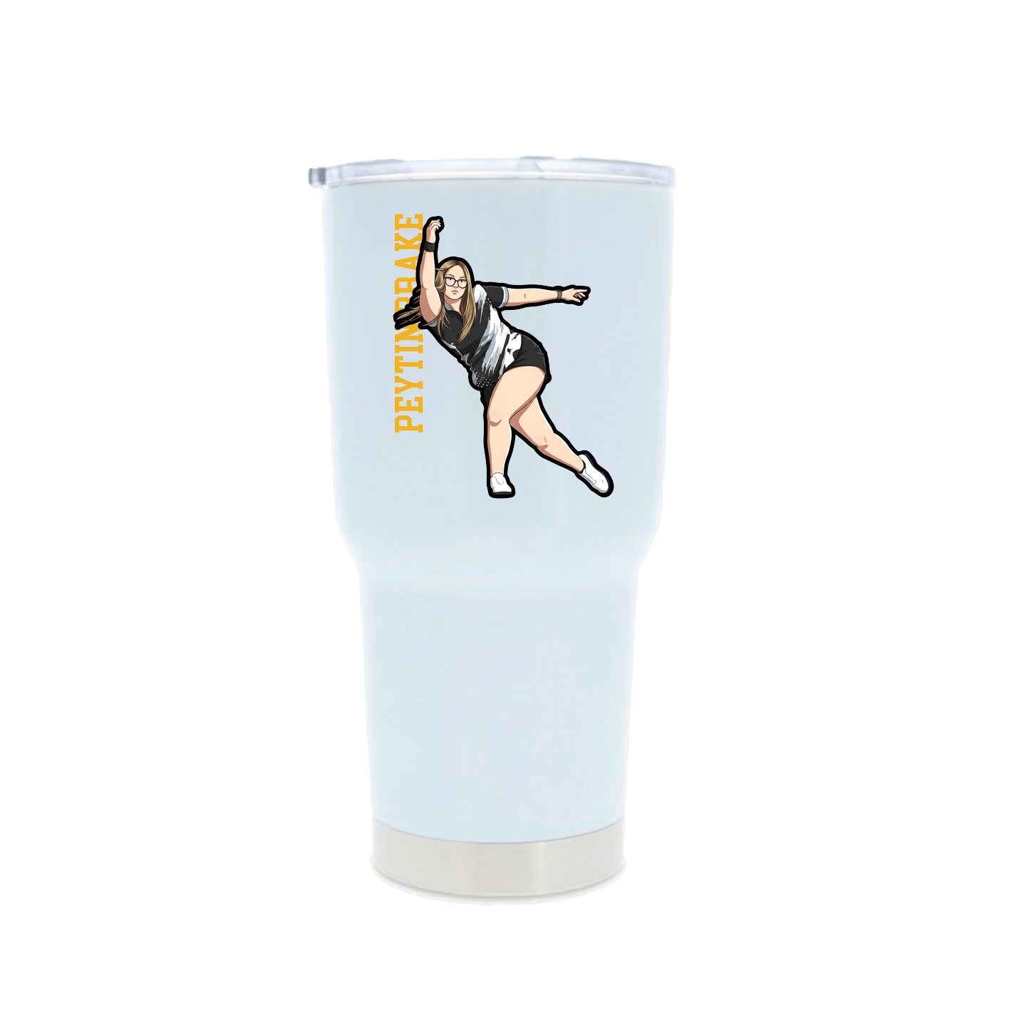 30oz Stainless Steel Tumbler — Name Vertical in White
