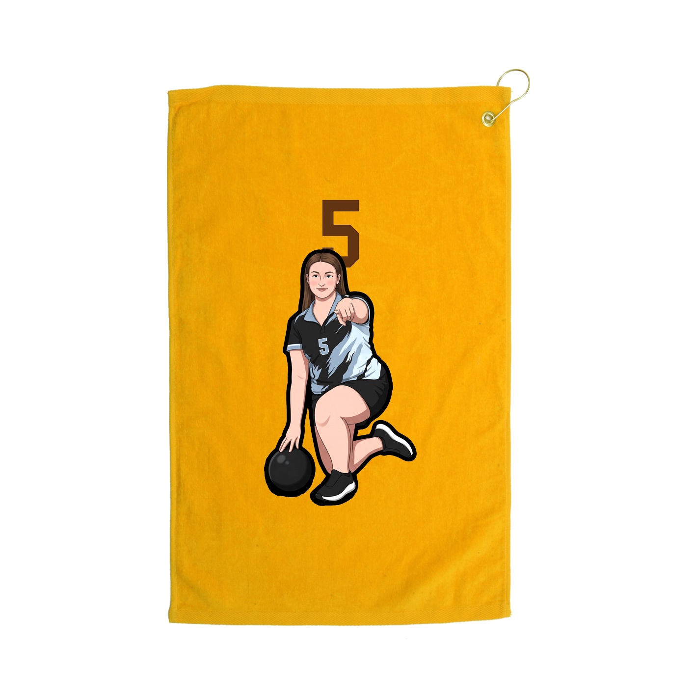 Golf Towel — Number Top in Gold