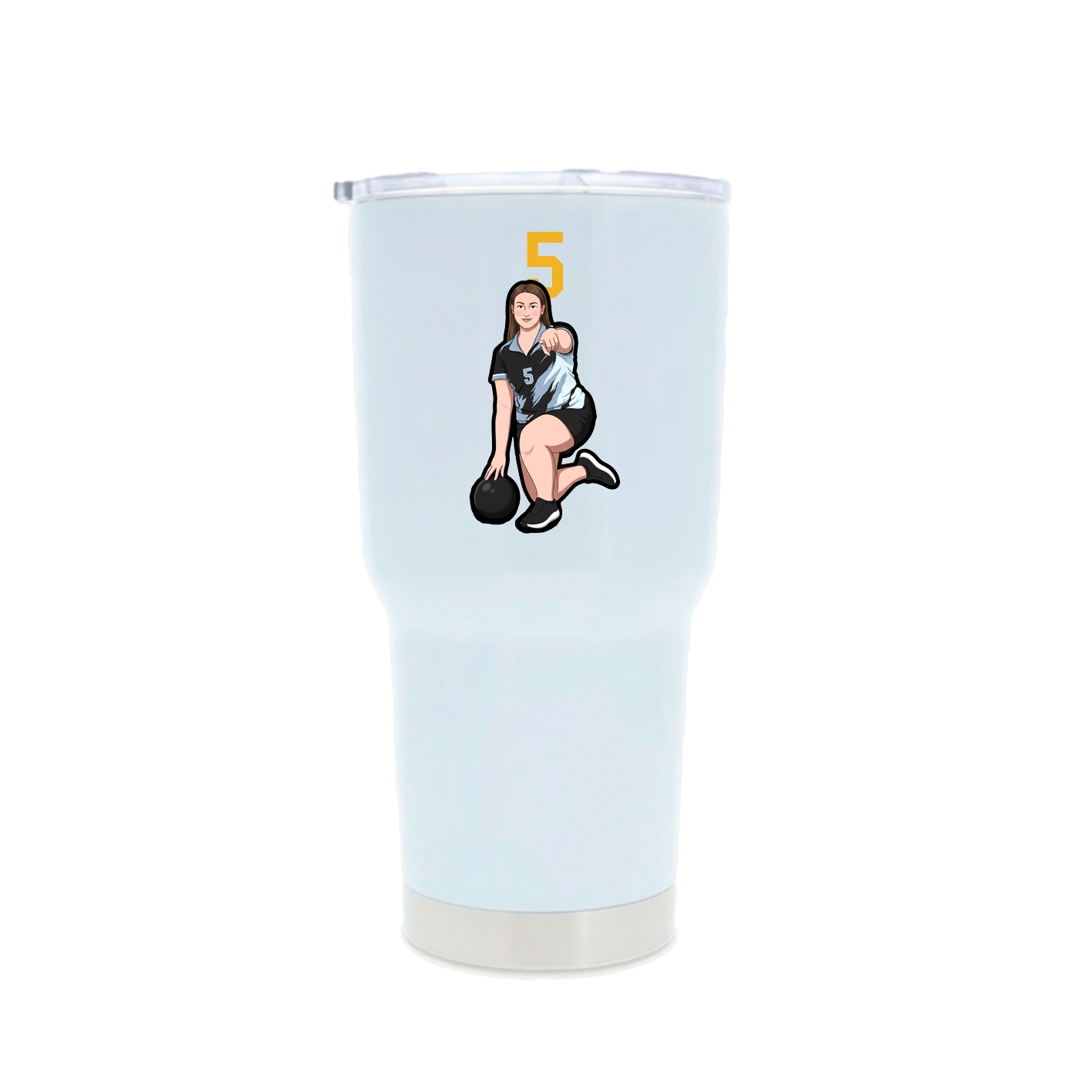 30oz Stainless Steel Tumbler — Number Top in White