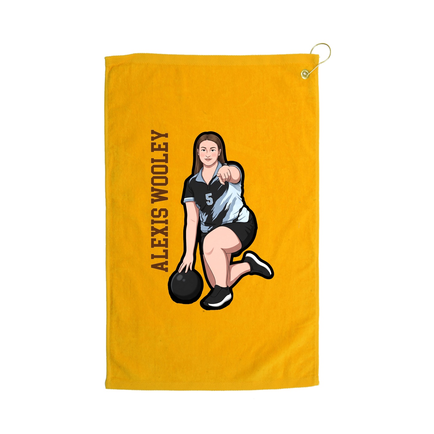 Golf Towel — Name Vertical in Gold