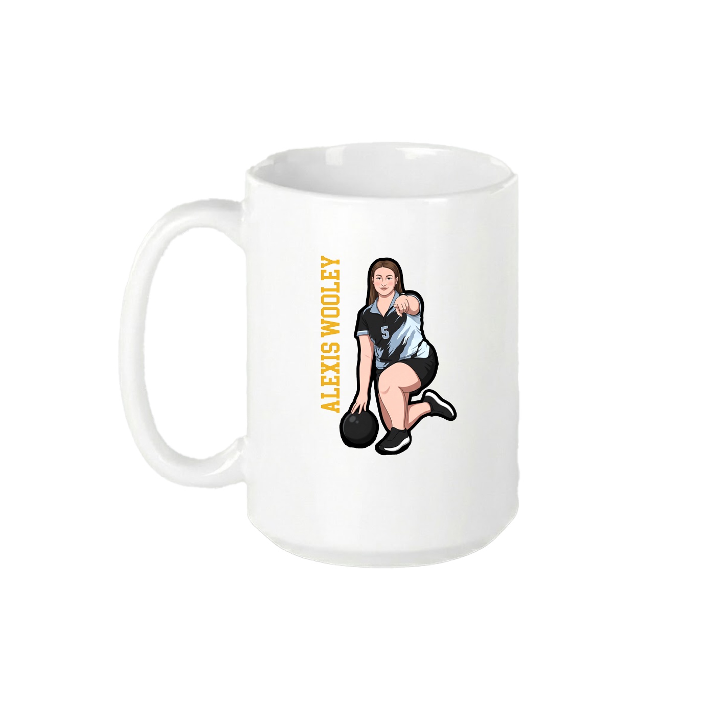 15oz Coffee Mug — Name Vertical in White