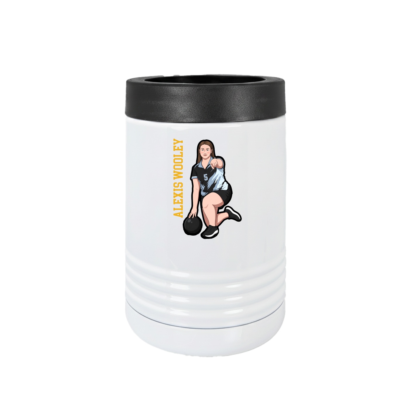 Beverage Holder — Name Vertical in White