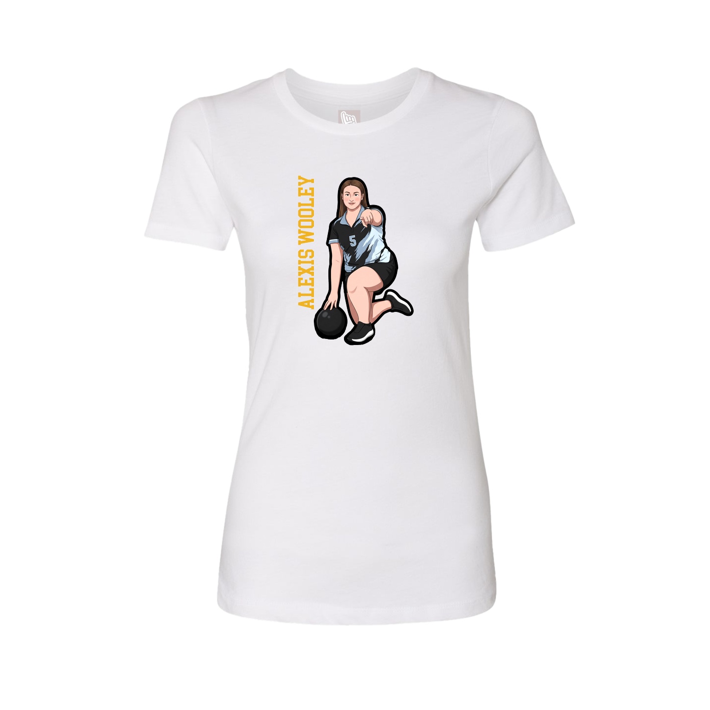 Fitted Women's Tee — Name Vertical in White