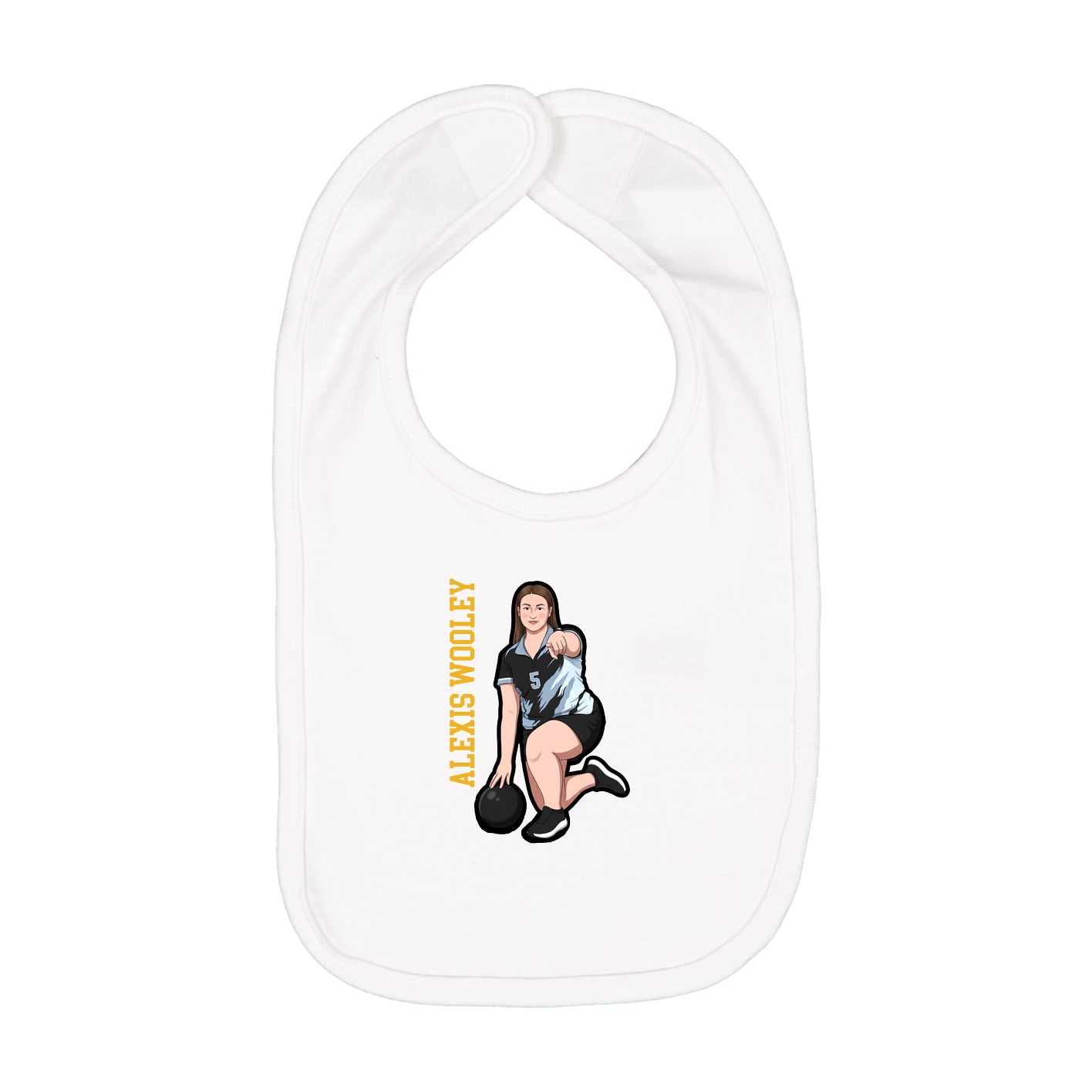 Infant Bib — Name Vertical in White