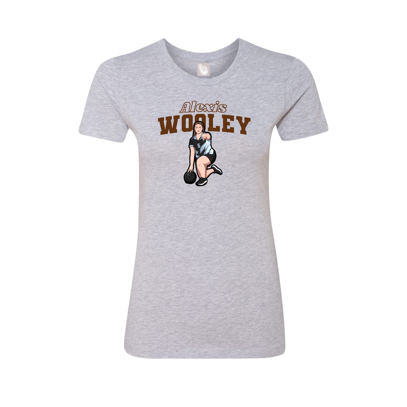 Fitted Women's Tee — Name Arch in Grey