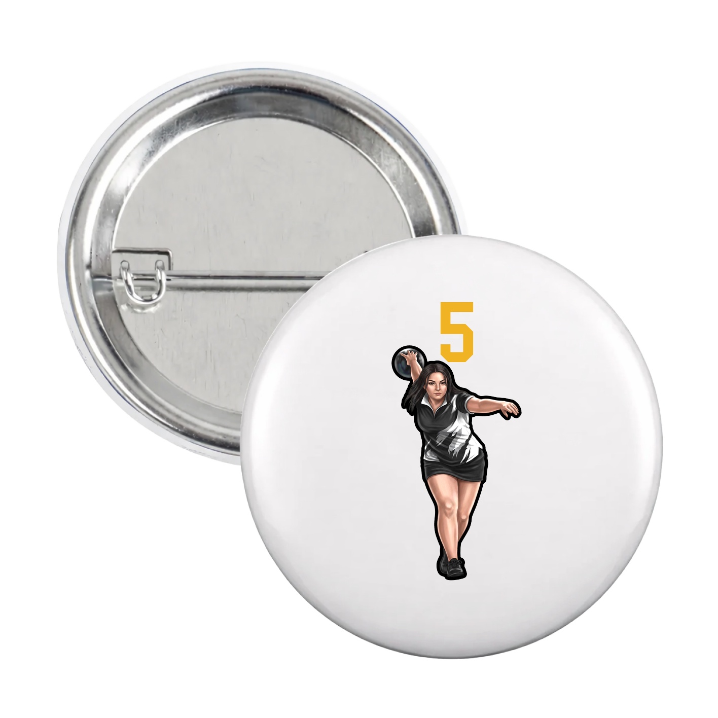 Game Day Button — Number Top in White