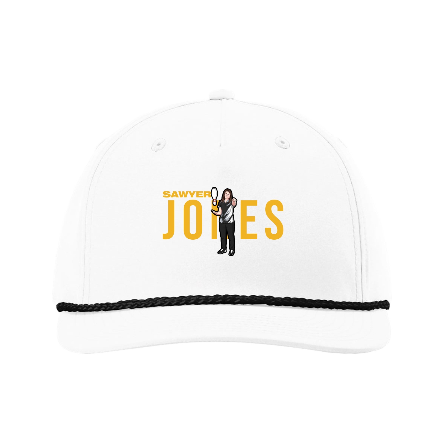 Five-Panel Classic Rope Cap — Player Name in White