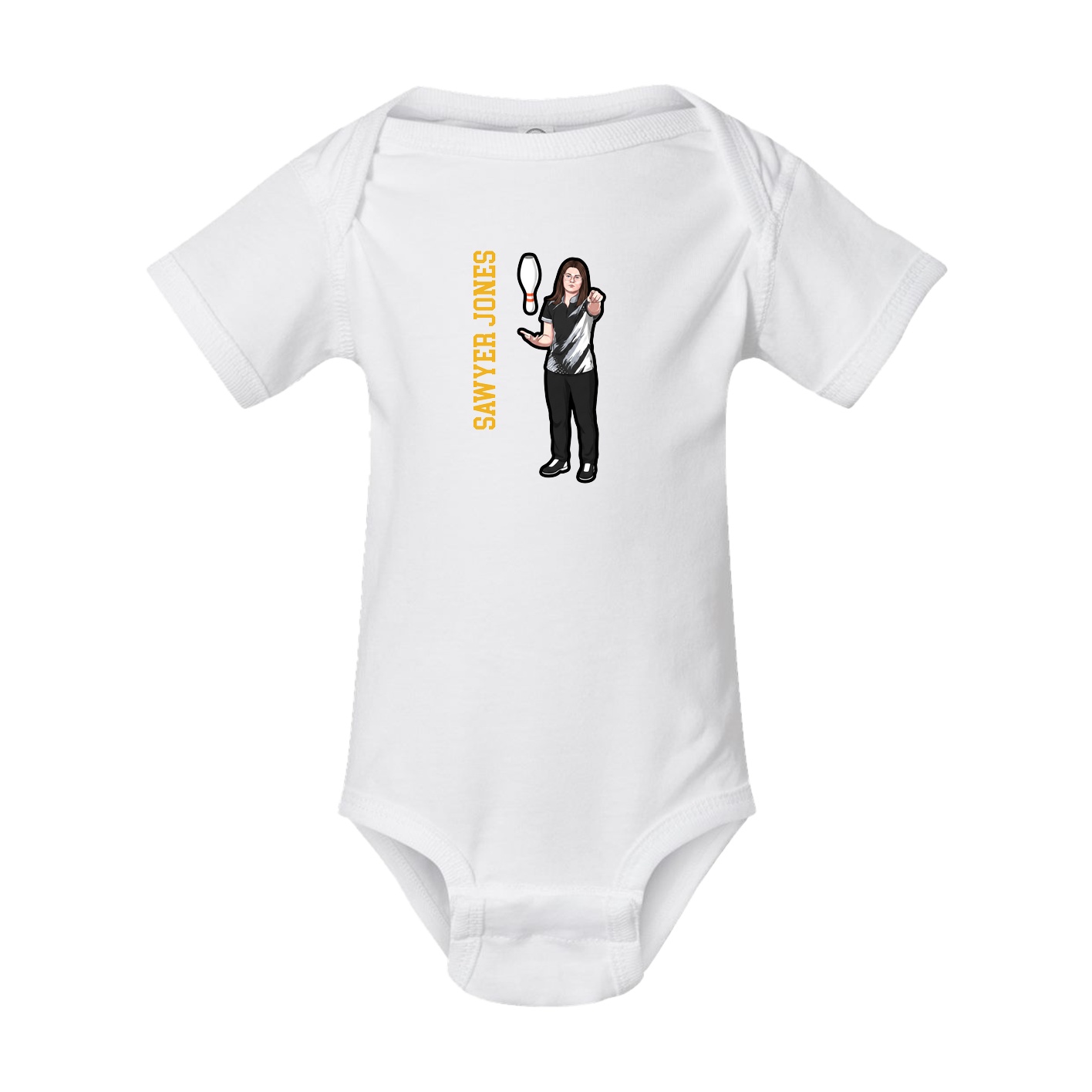 Baby Onesie — Name Vertical in White