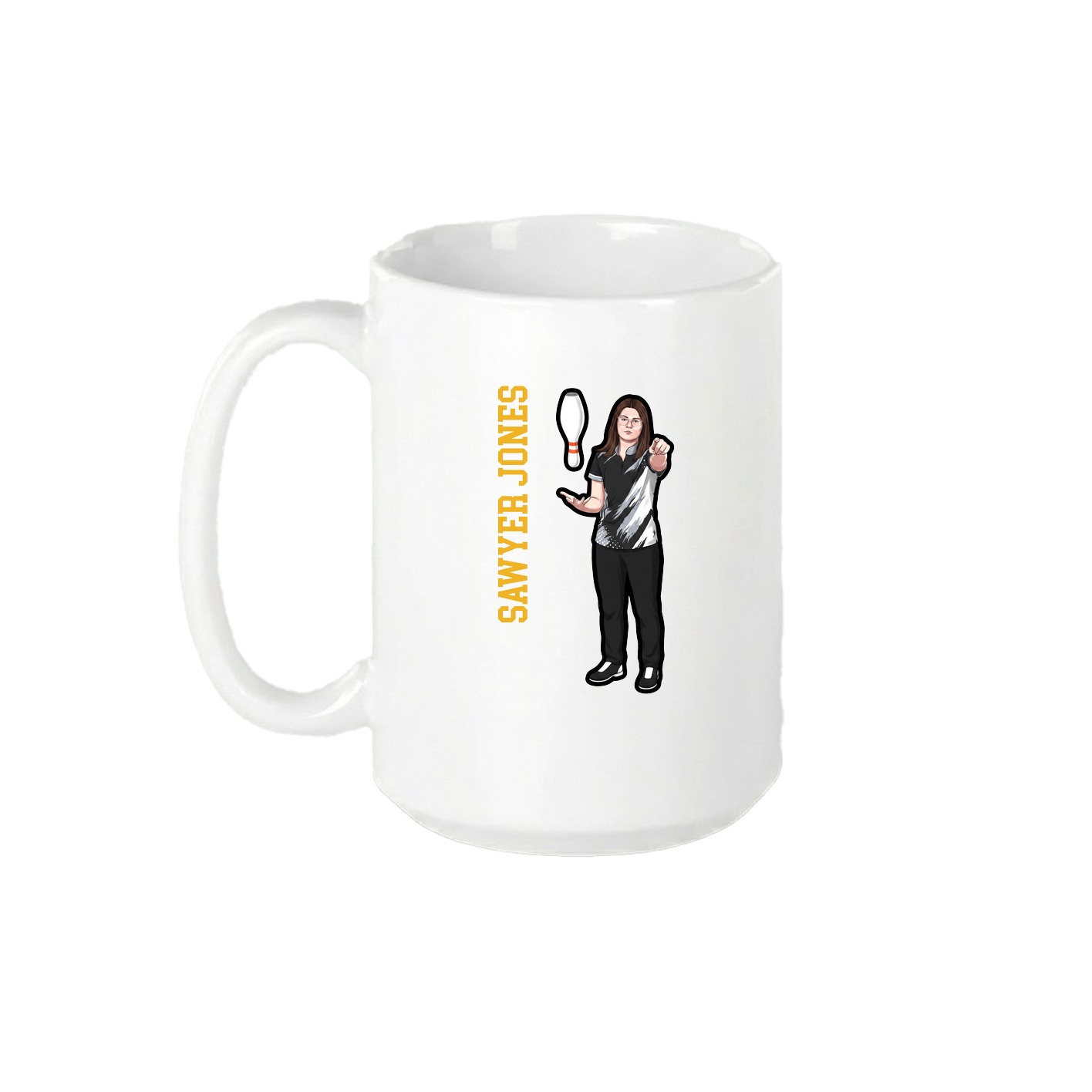15oz Coffee Mug — Name Vertical in White
