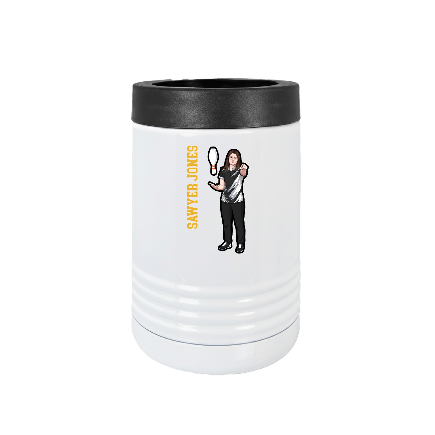 Beverage Holder — Name Vertical in White
