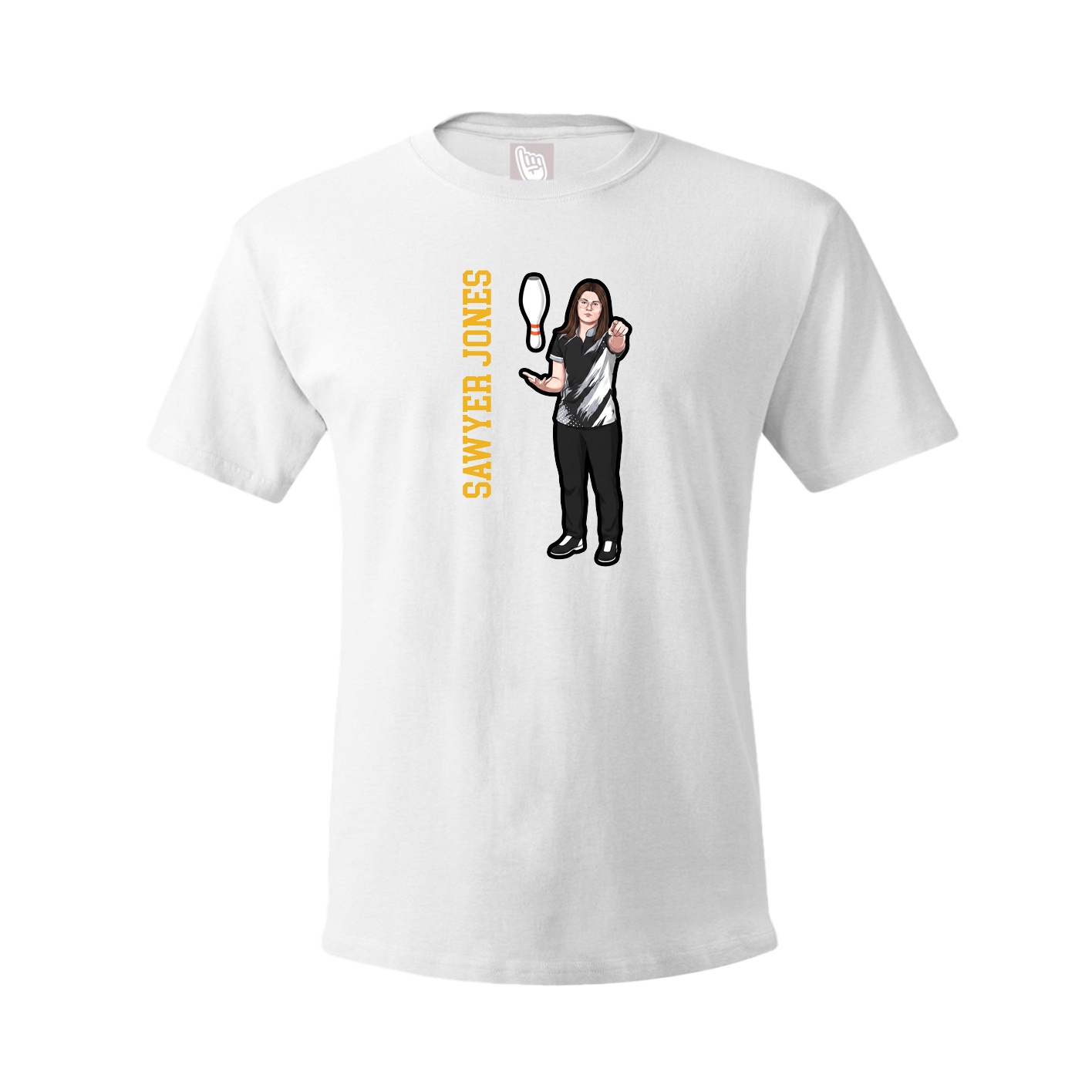 Tee — Name Vertical in White