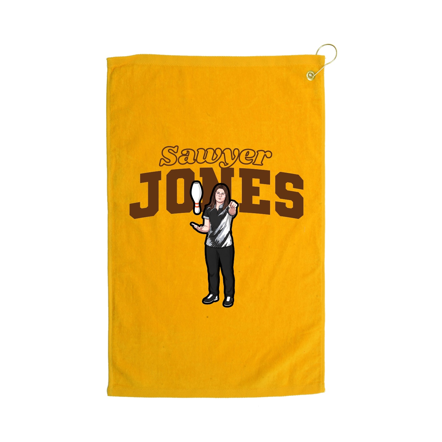 Golf Towel — Name Arch in Gold