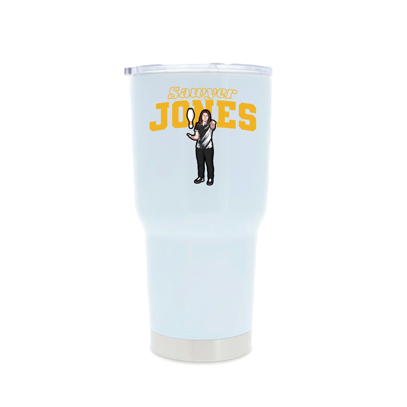 30oz Stainless Steel Tumbler — Name Arch in White