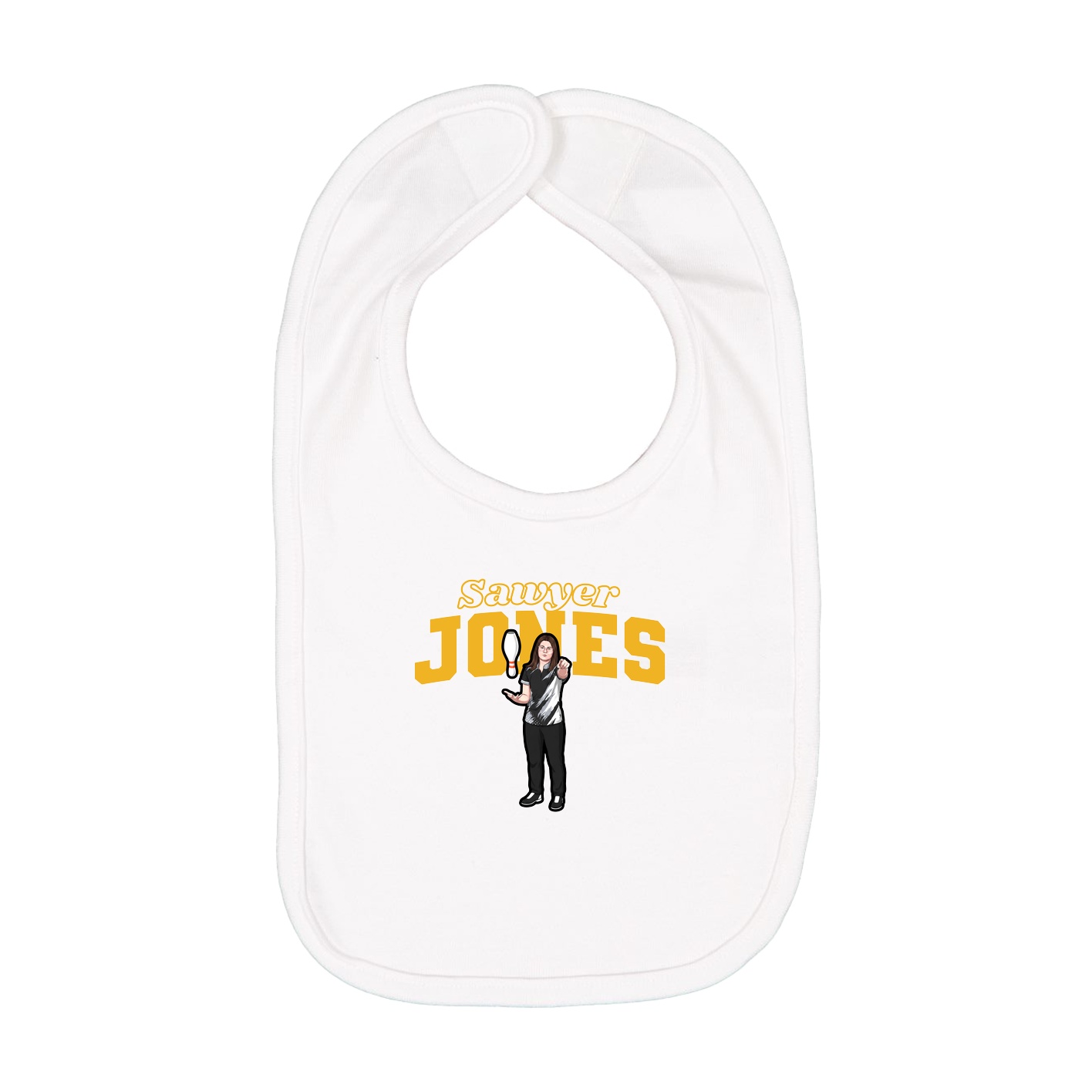 Infant Bib — Name Arch in White
