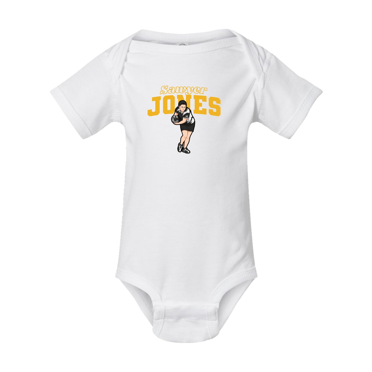 Baby Onesie — Name Arch in White
