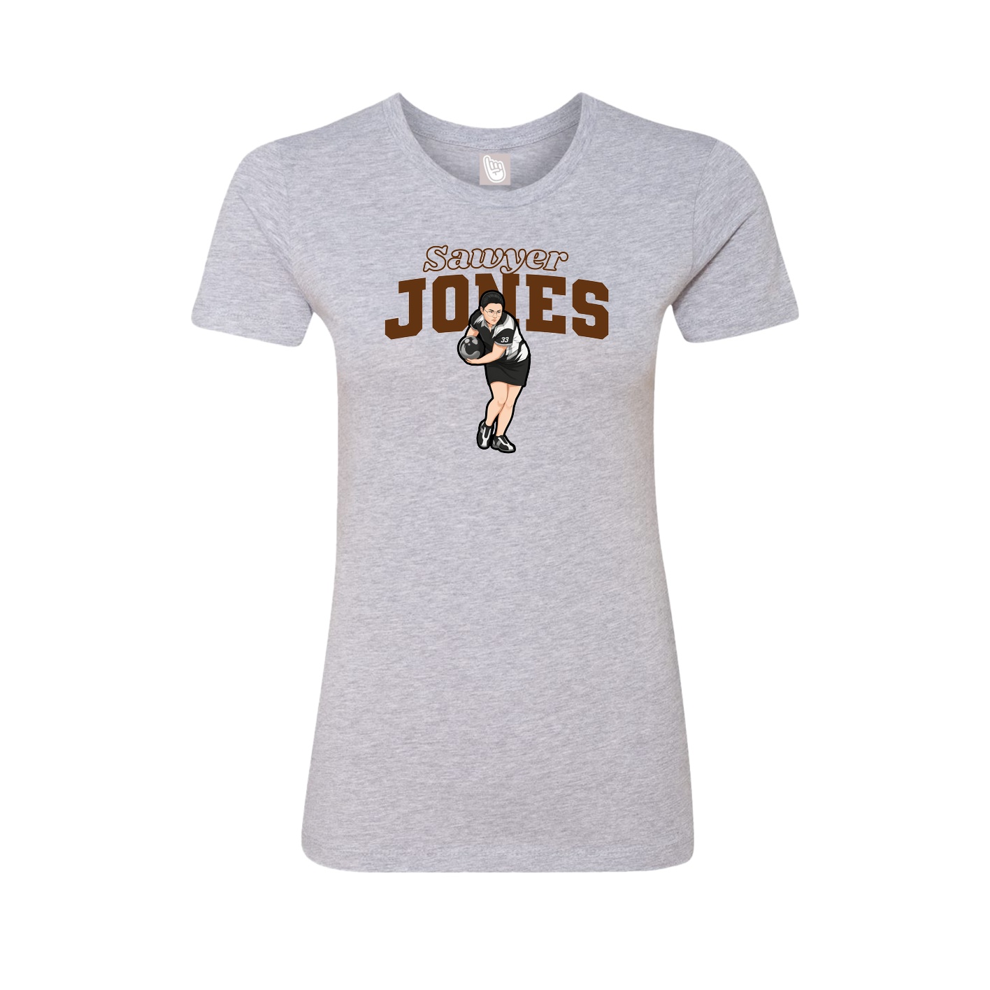 Fitted Women's Tee — Name Arch in Grey