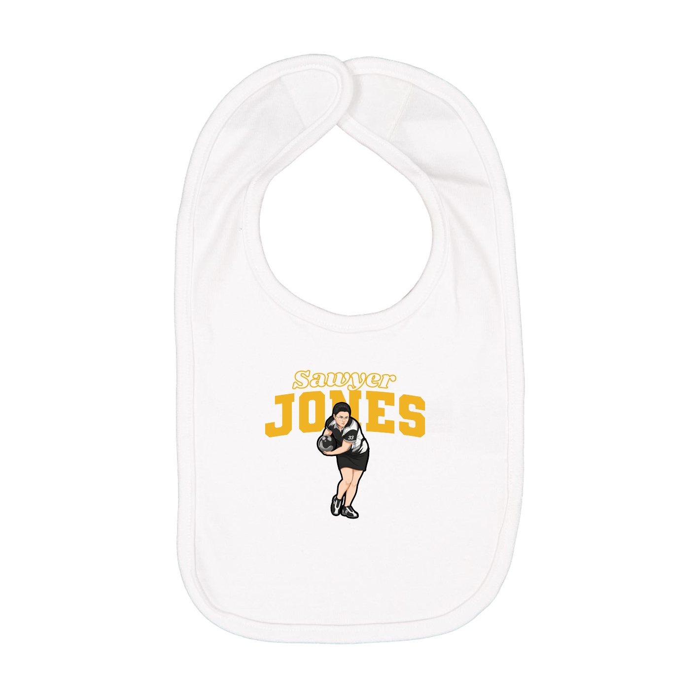 Infant Bib — Name Arch in White