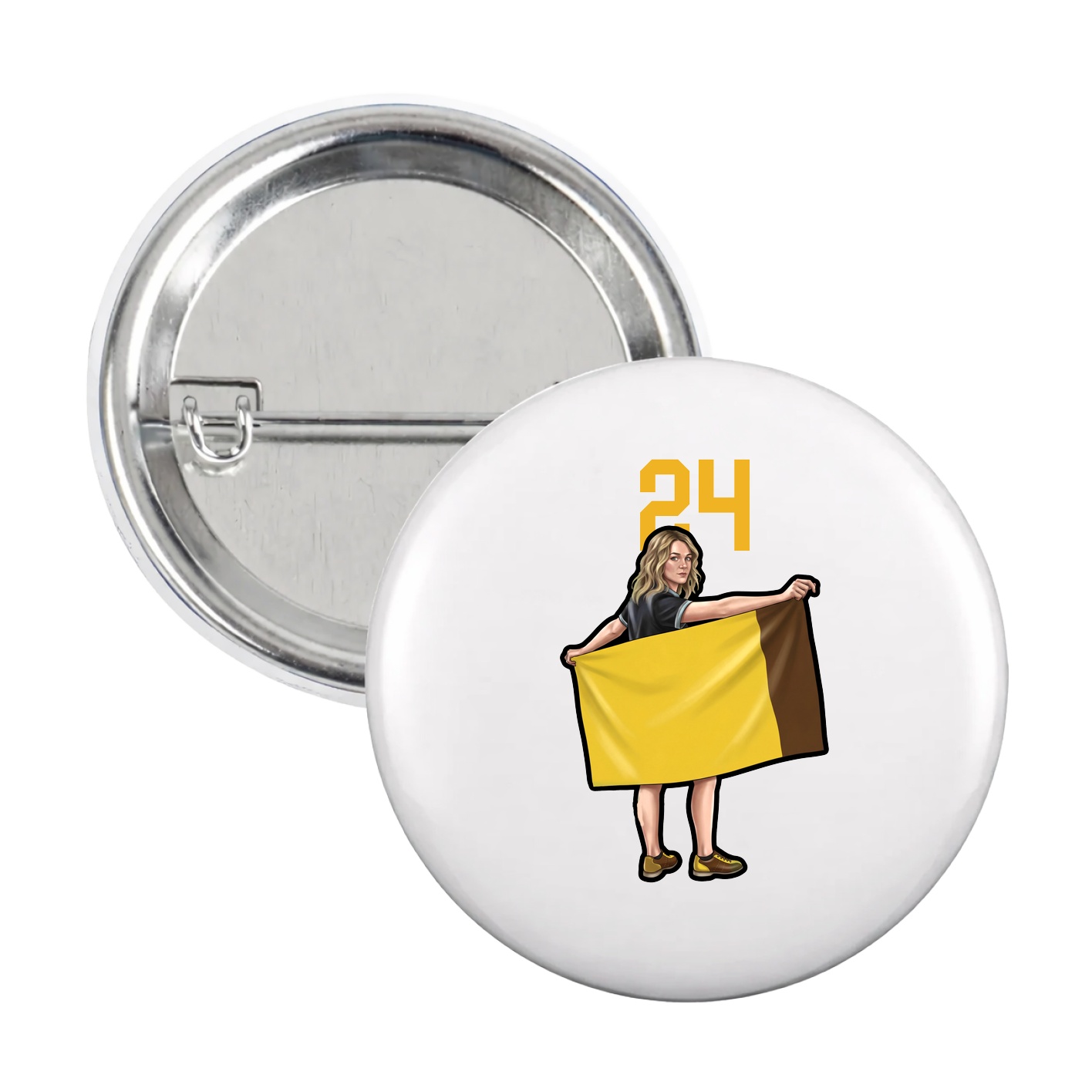 Game Day Button — Number Top in White