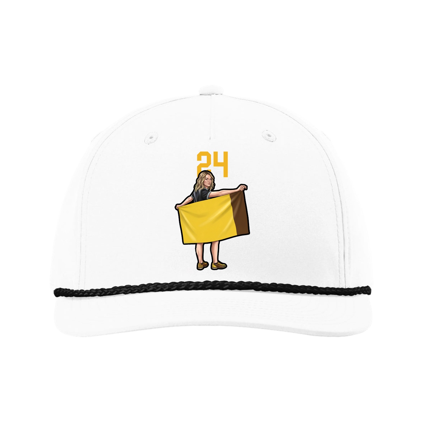 Five-Panel Classic Rope Cap — Number Top in White