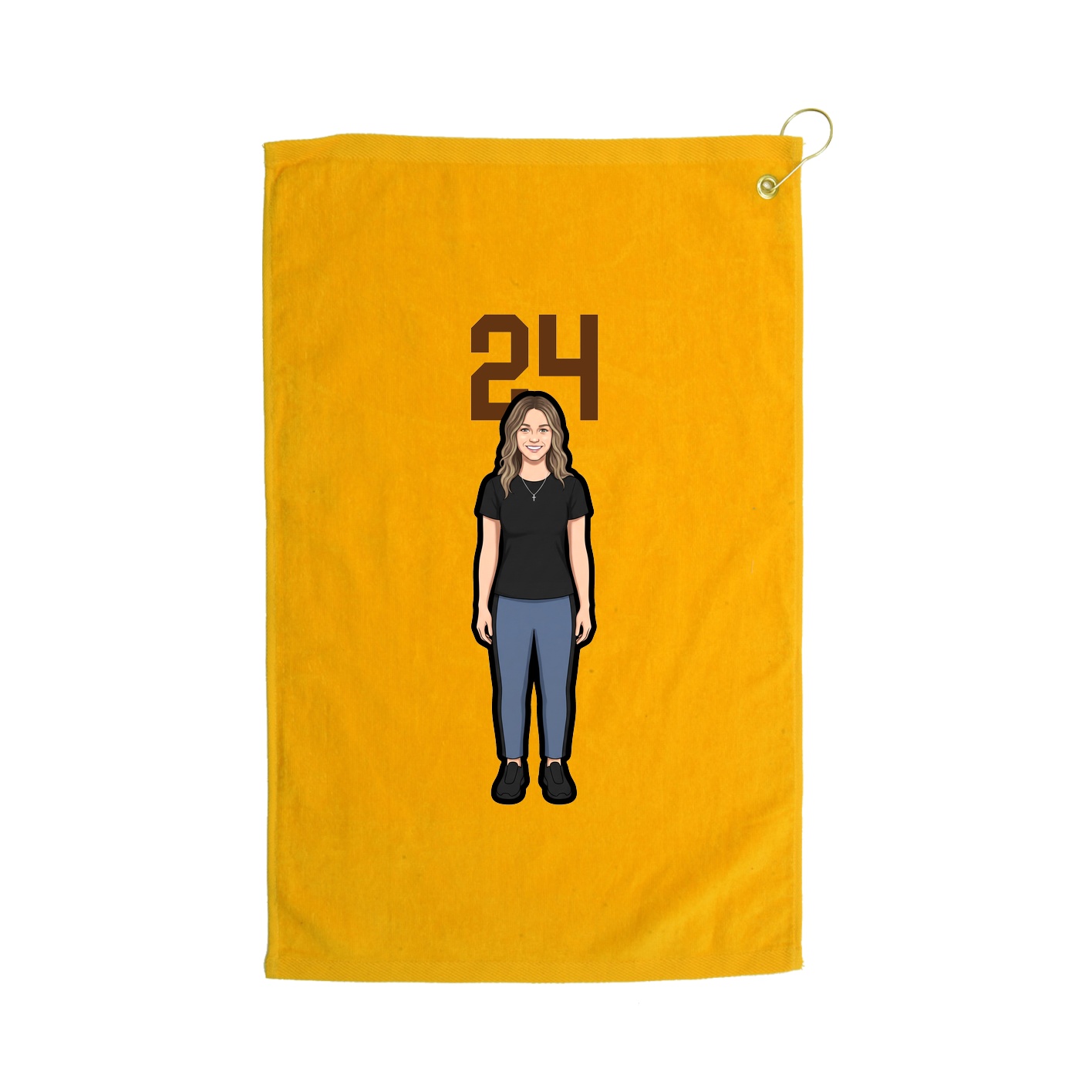 Golf Towel — Number Top in Gold
